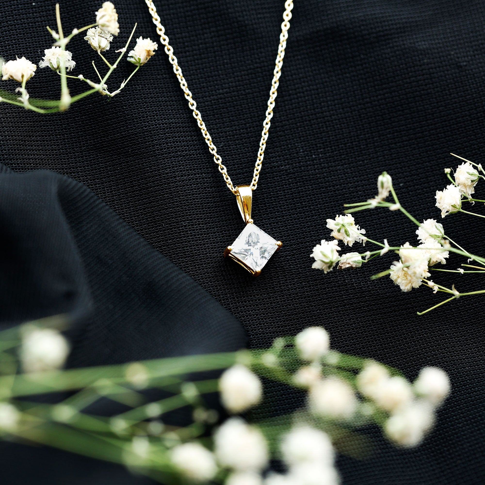 3 CT Princess Cut Moissanite Solitaire Pendant Necklace For Women D-VS1 - Rosec Jewels