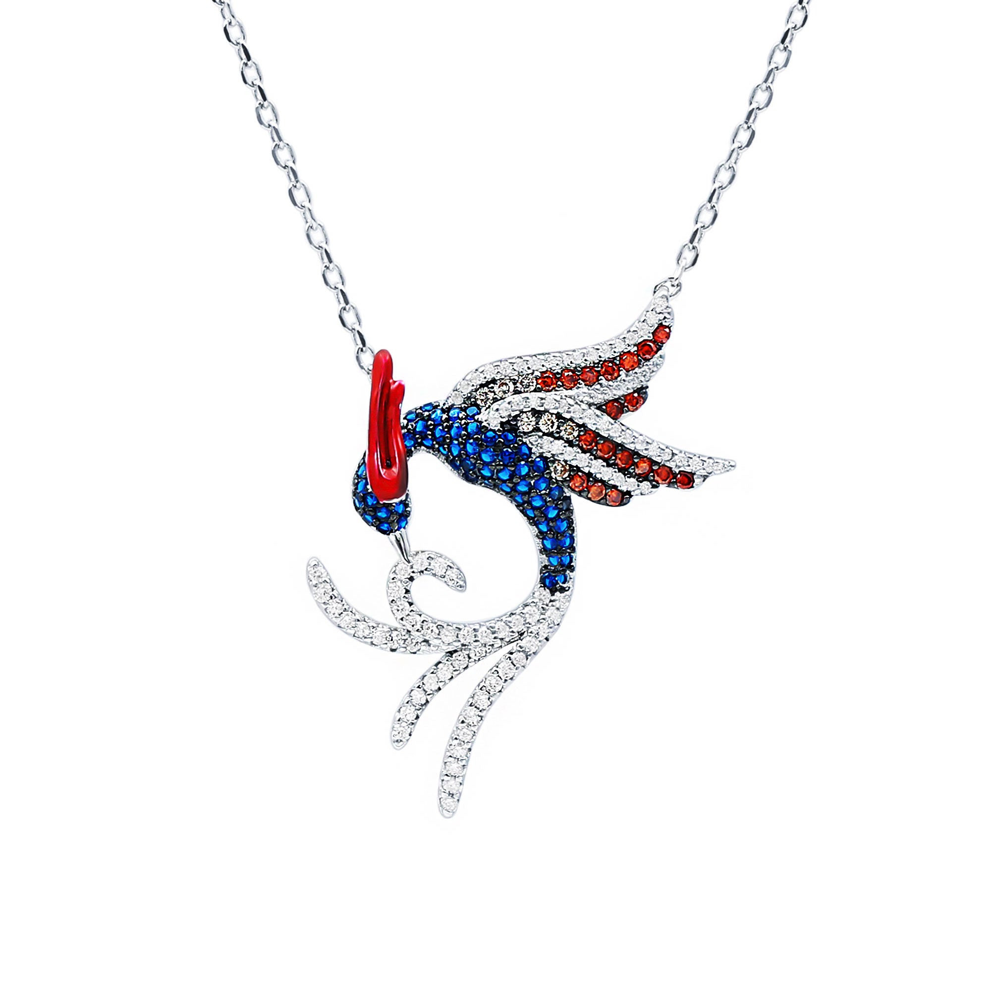 Rosec Jewels-Certified Multi Gemstone Phoenix Bird Necklace
