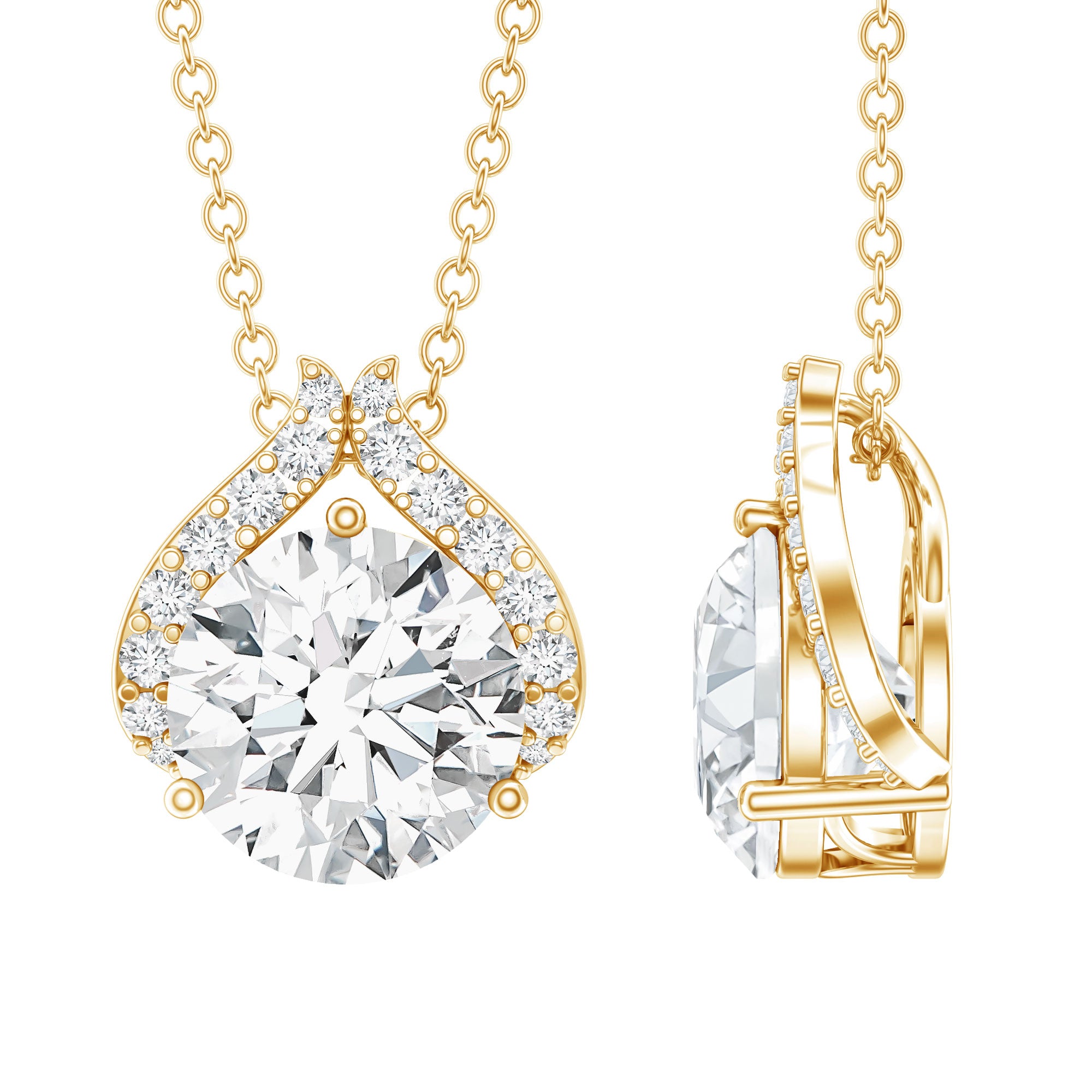 Certified 8 MM Round Lab Grown Diamond Bridal Necklace Lab - ( EF-VS ) - Rosec Jewels