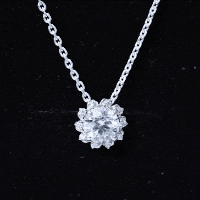 8 MM Round Cut Lab Grown Diamond Starburst Necklace Lab - ( EF-VS ) - Rosec Jewels
