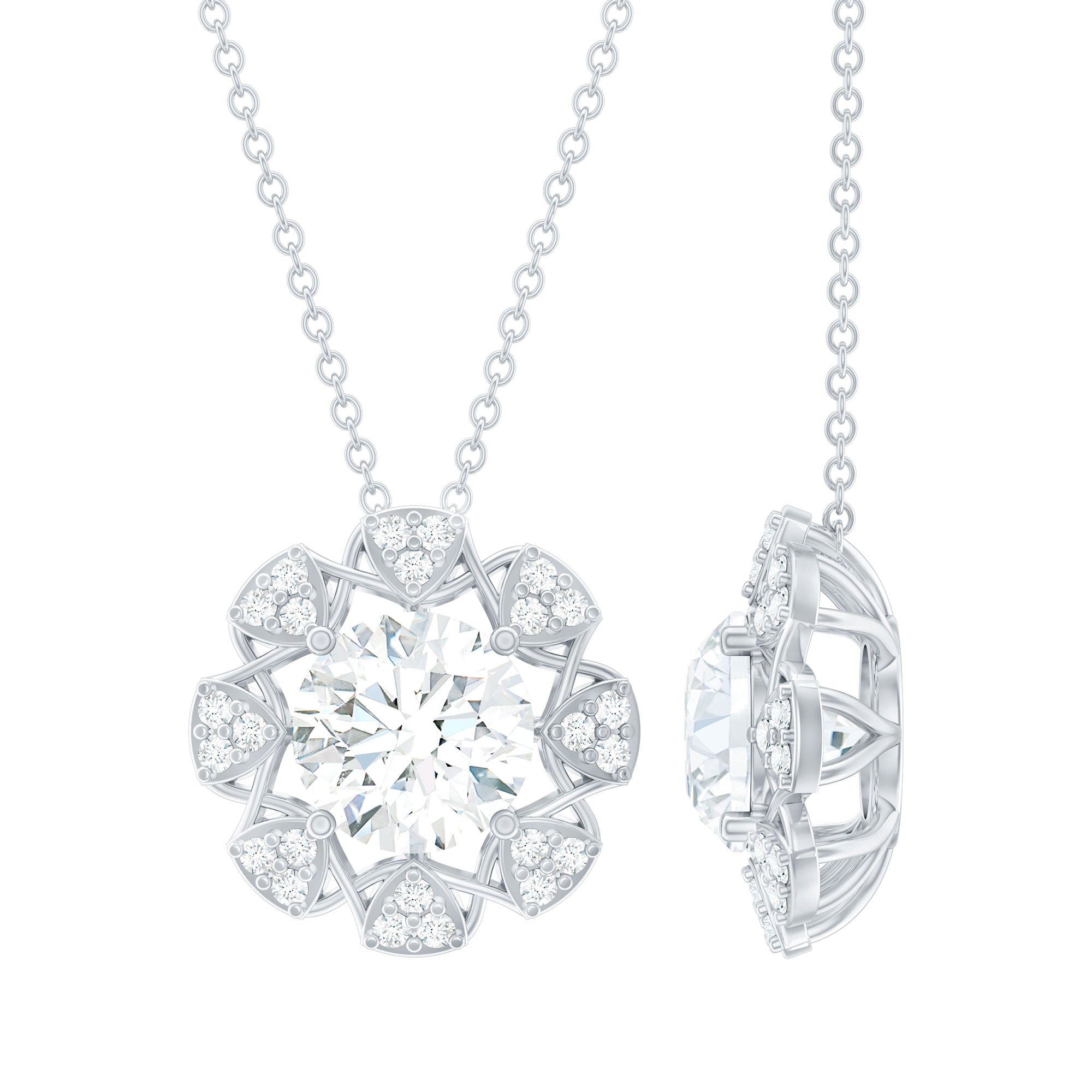 Certified 2 Carat Lab Grown Diamond Designer Solitaire Necklace