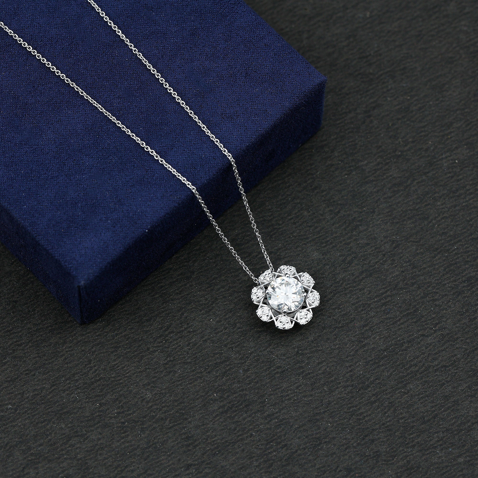 Certified 2 Carat Lab Grown Diamond Designer Solitaire Necklace Lab - ( EF-VS ) - Rosec Jewels