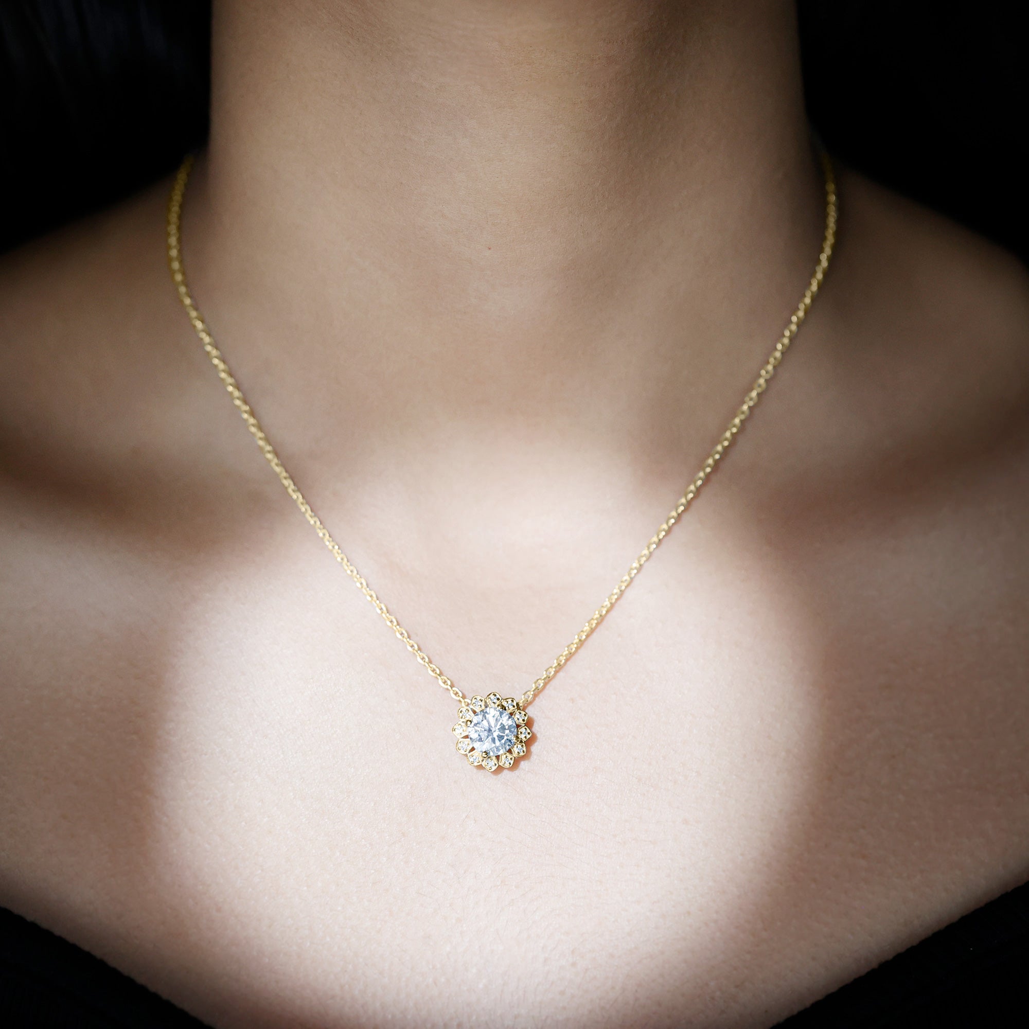 Certified 8 MM Lab Grown Diamond Cocktail Necklace For Women Lab - ( EF-VS ) - Rosec Jewels