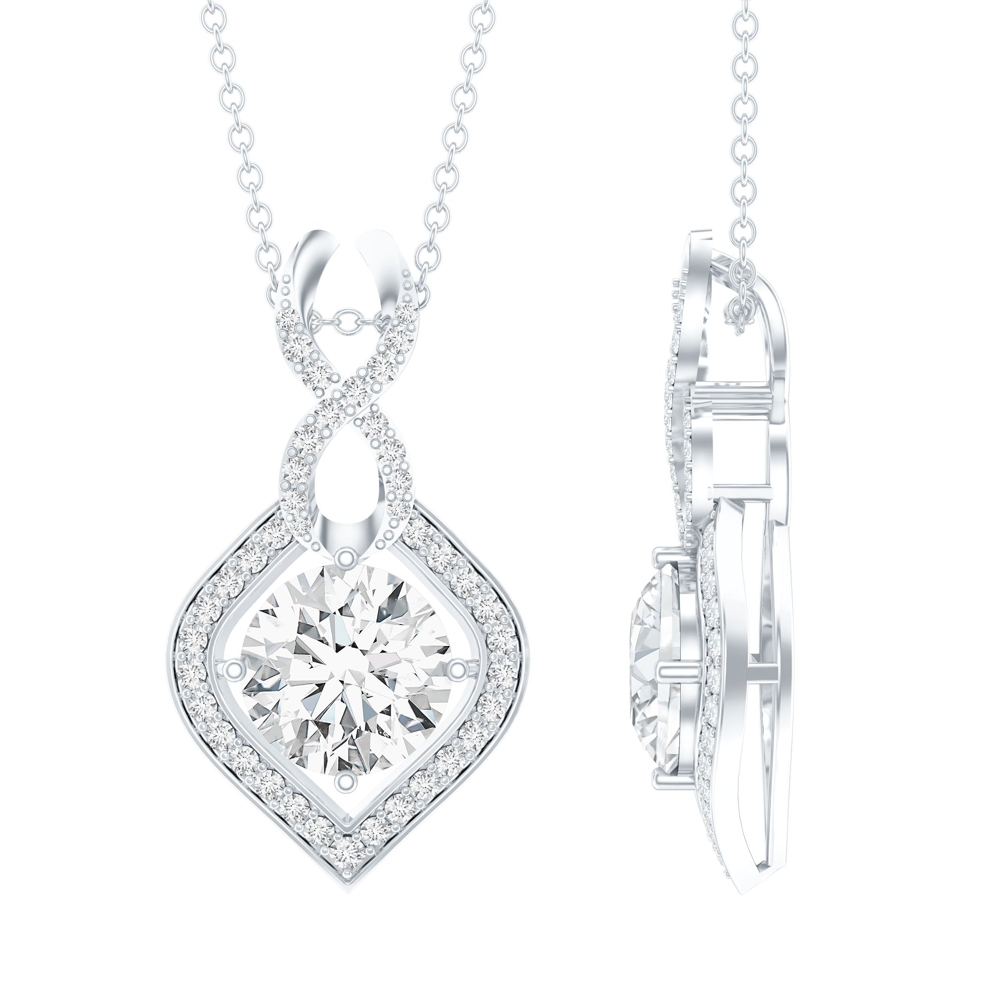 8 MM Round Lab Grown Diamond Infinity Loop Necklace