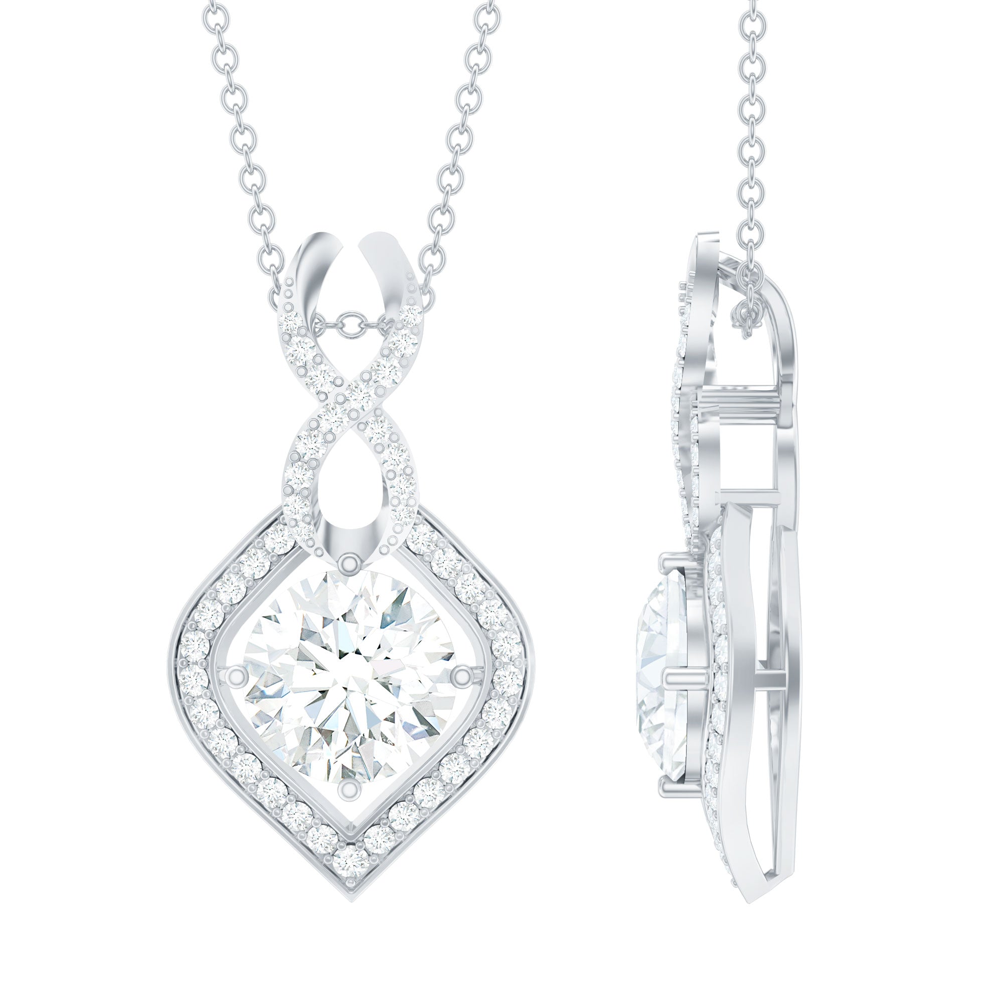 8 MM Round Lab Grown Diamond Infinity Loop Necklace Lab - ( EF-VS ) - Rosec Jewels