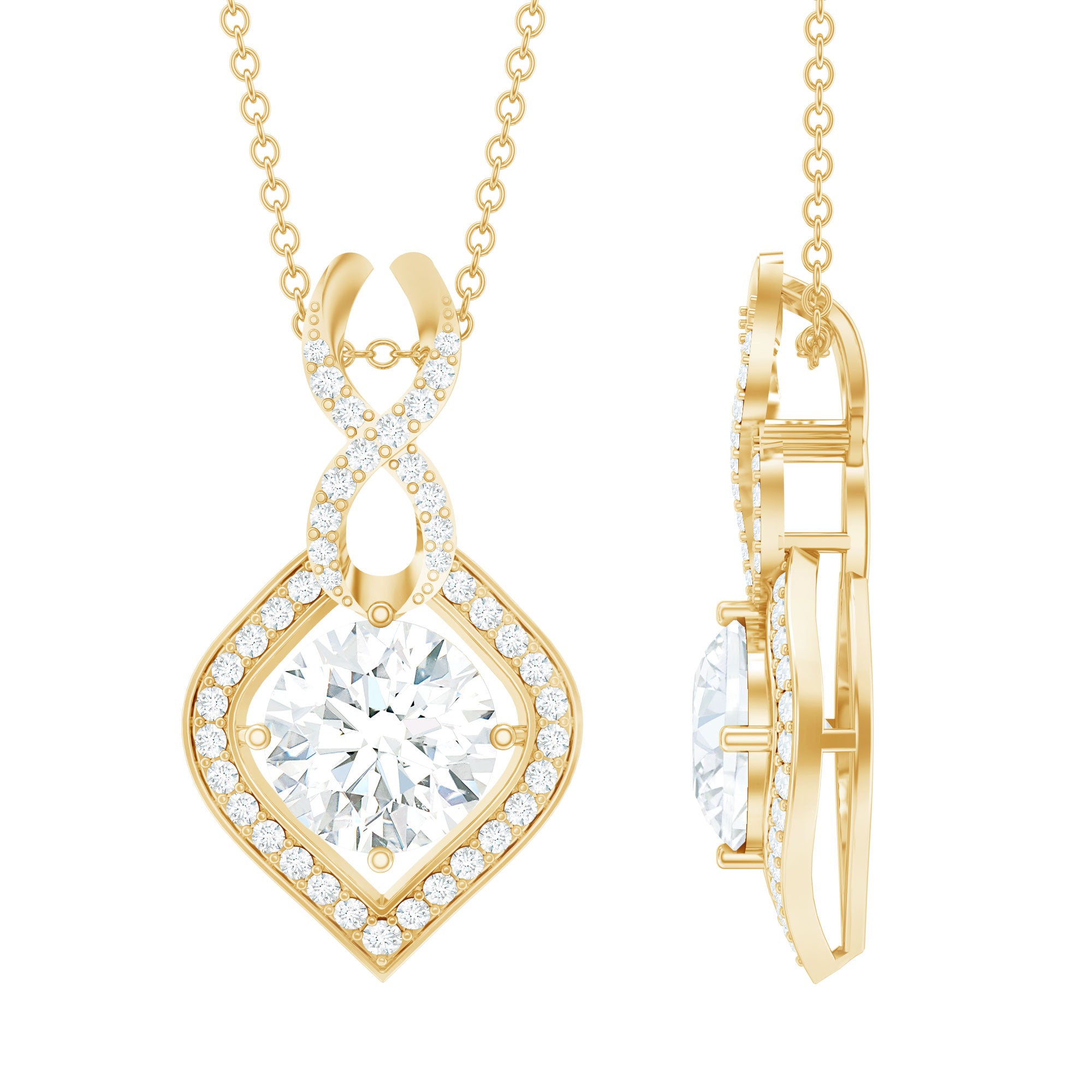 8 MM Round Lab Grown Diamond Infinity Loop Necklace Lab - ( EF-VS ) - Rosec Jewels