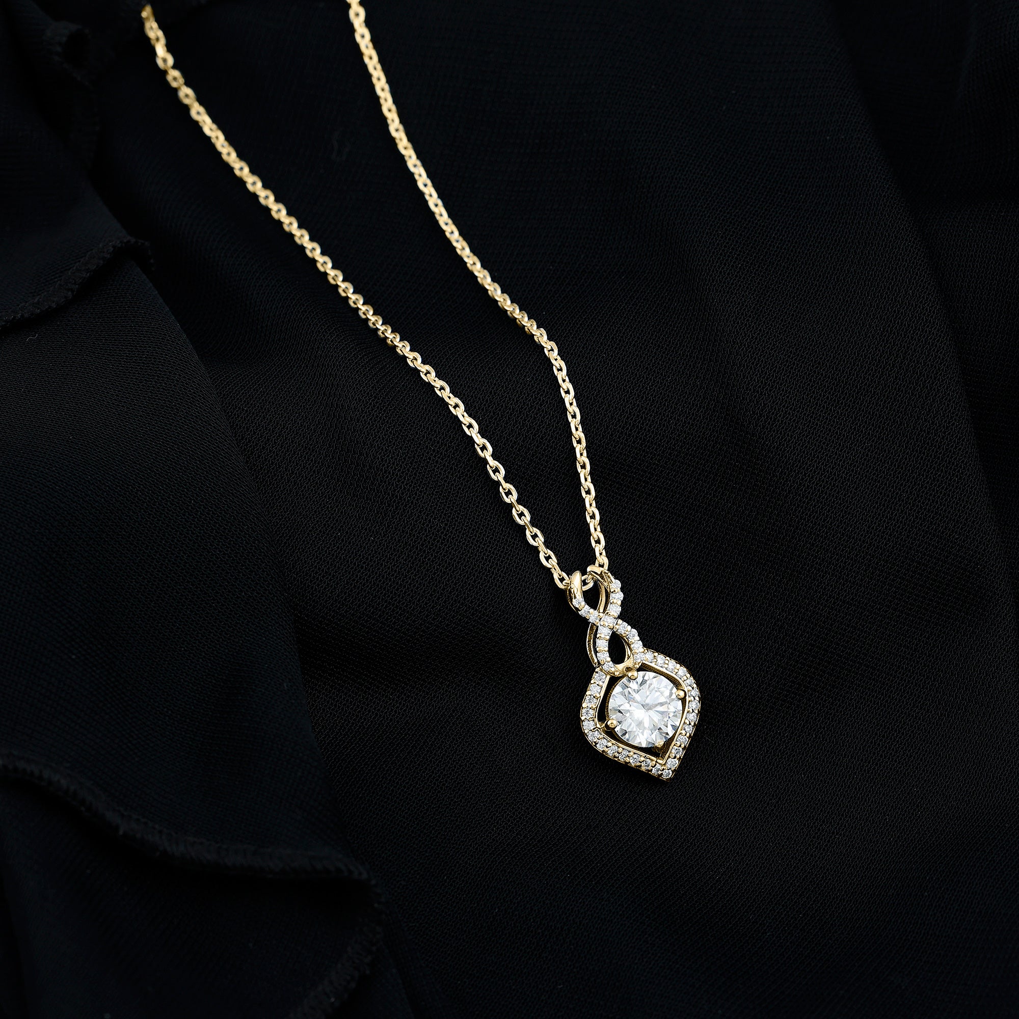 8 MM Round Lab Grown Diamond Infinity Loop Necklace Lab - ( EF-VS ) - Rosec Jewels