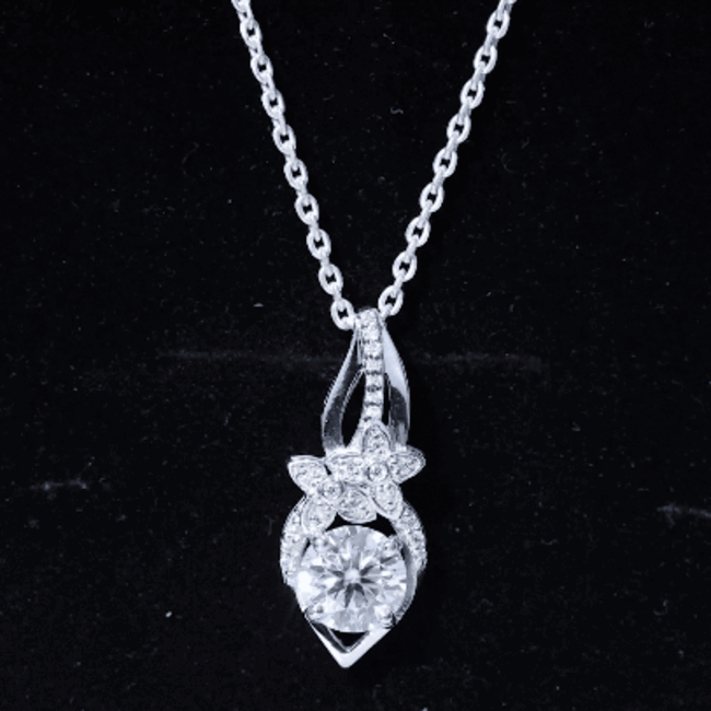 Lab Grown Diamond Flower Statement Necklace Lab - ( EF-VS ) - Rosec Jewels