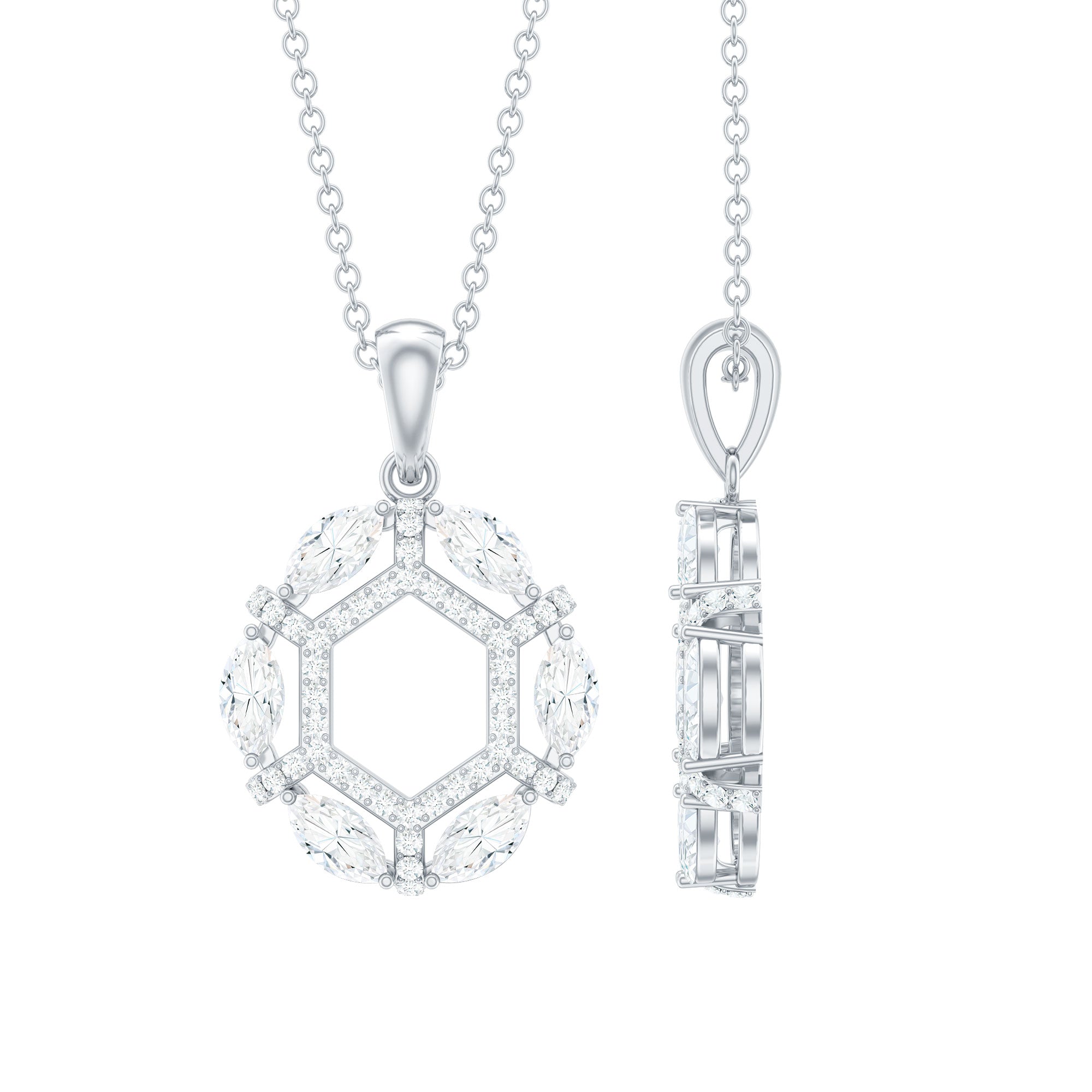 Vintage Style Lab Grown Diamond Wedding Designer Pendant Lab - ( EF-VS ) - Rosec Jewels