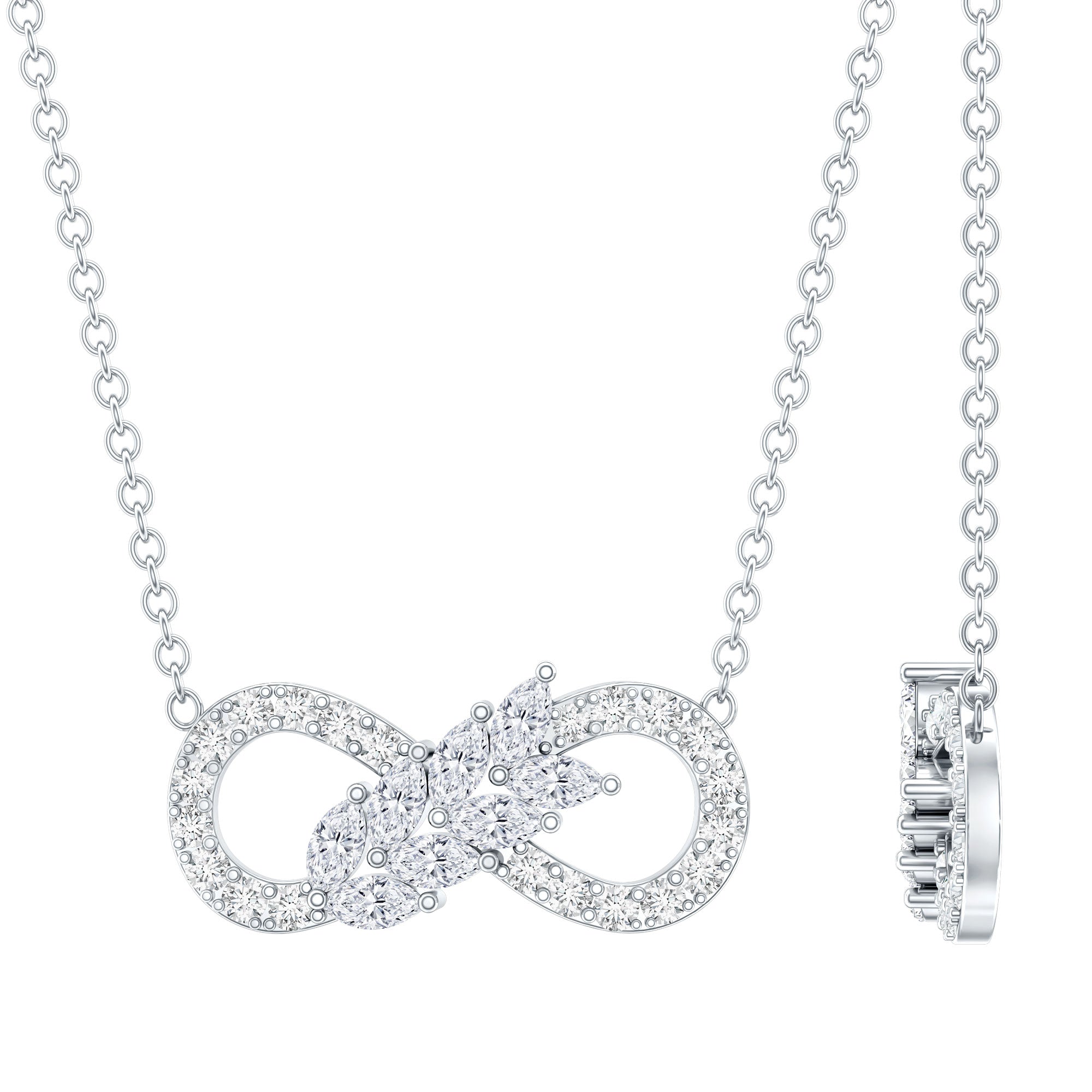 Lab Grown Diamond Infinity Love Knot Necklace For Women Lab - ( EF-VS ) - Rosec Jewels