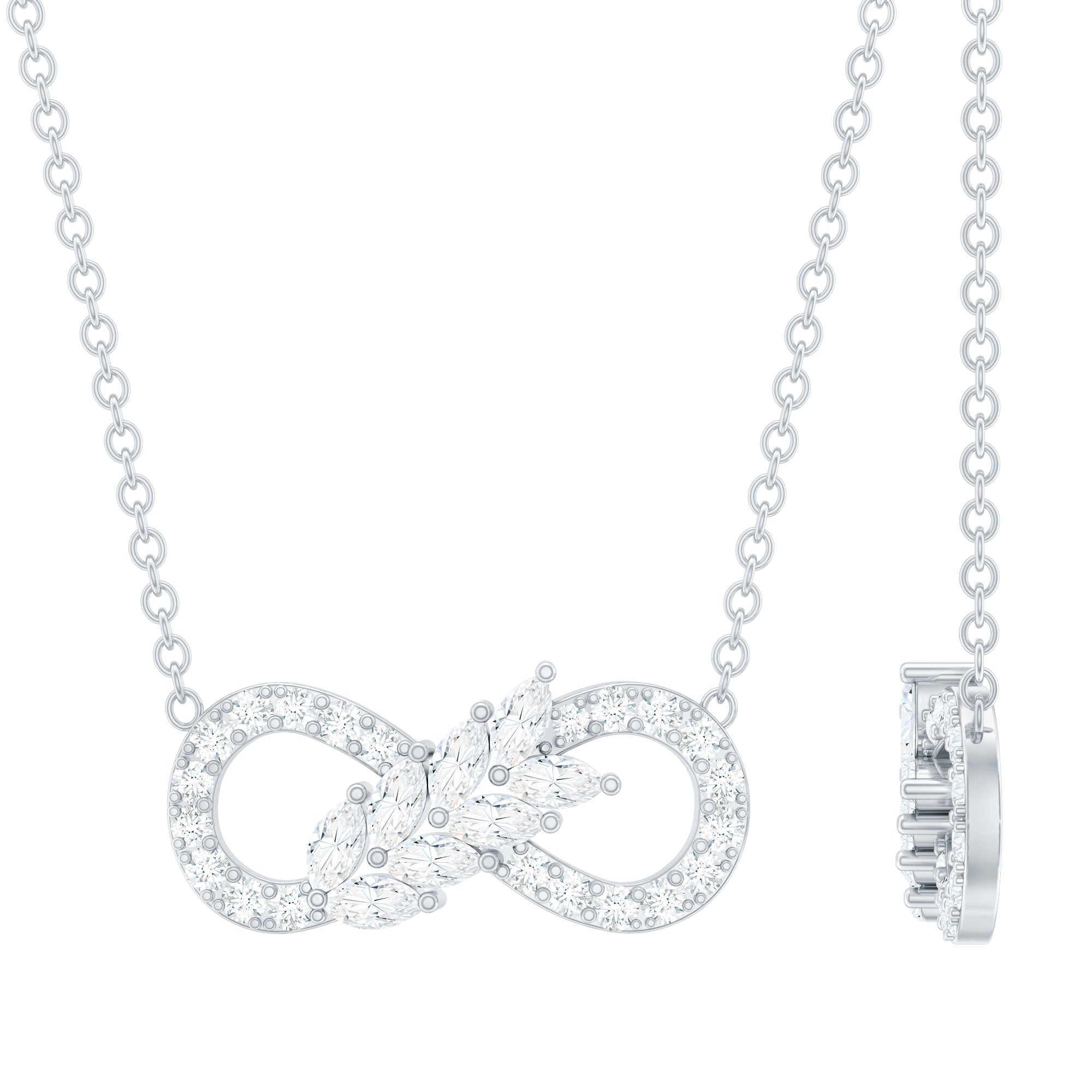 Lab Grown Diamond Infinity Love Knot Necklace For Women