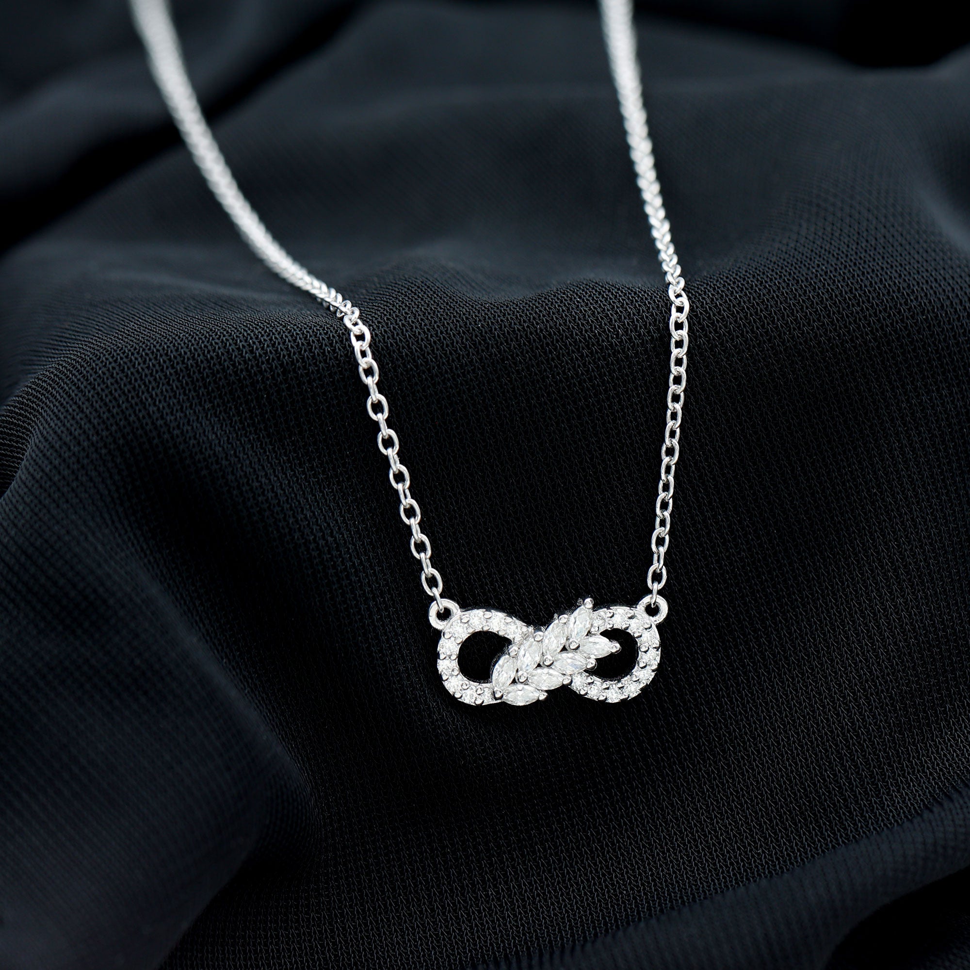 Lab Grown Diamond Infinity Love Knot Necklace For Women Lab - ( EF-VS ) - Rosec Jewels