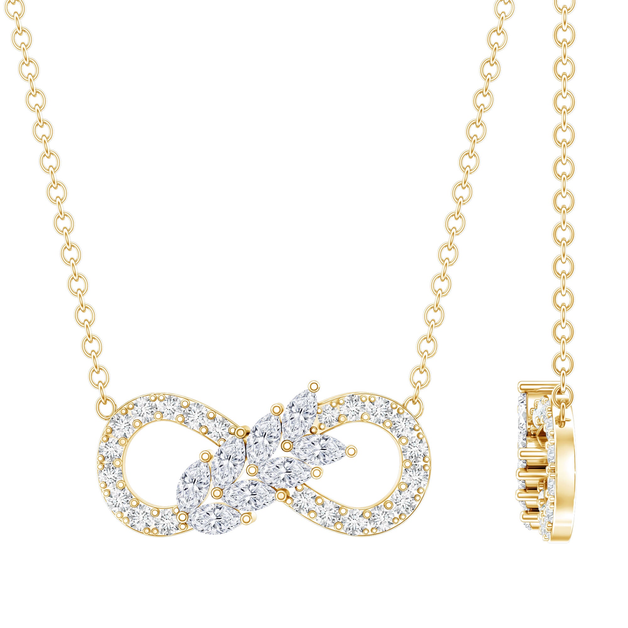 Lab Grown Diamond Infinity Love Knot Necklace For Women Lab - ( EF-VS ) - Rosec Jewels