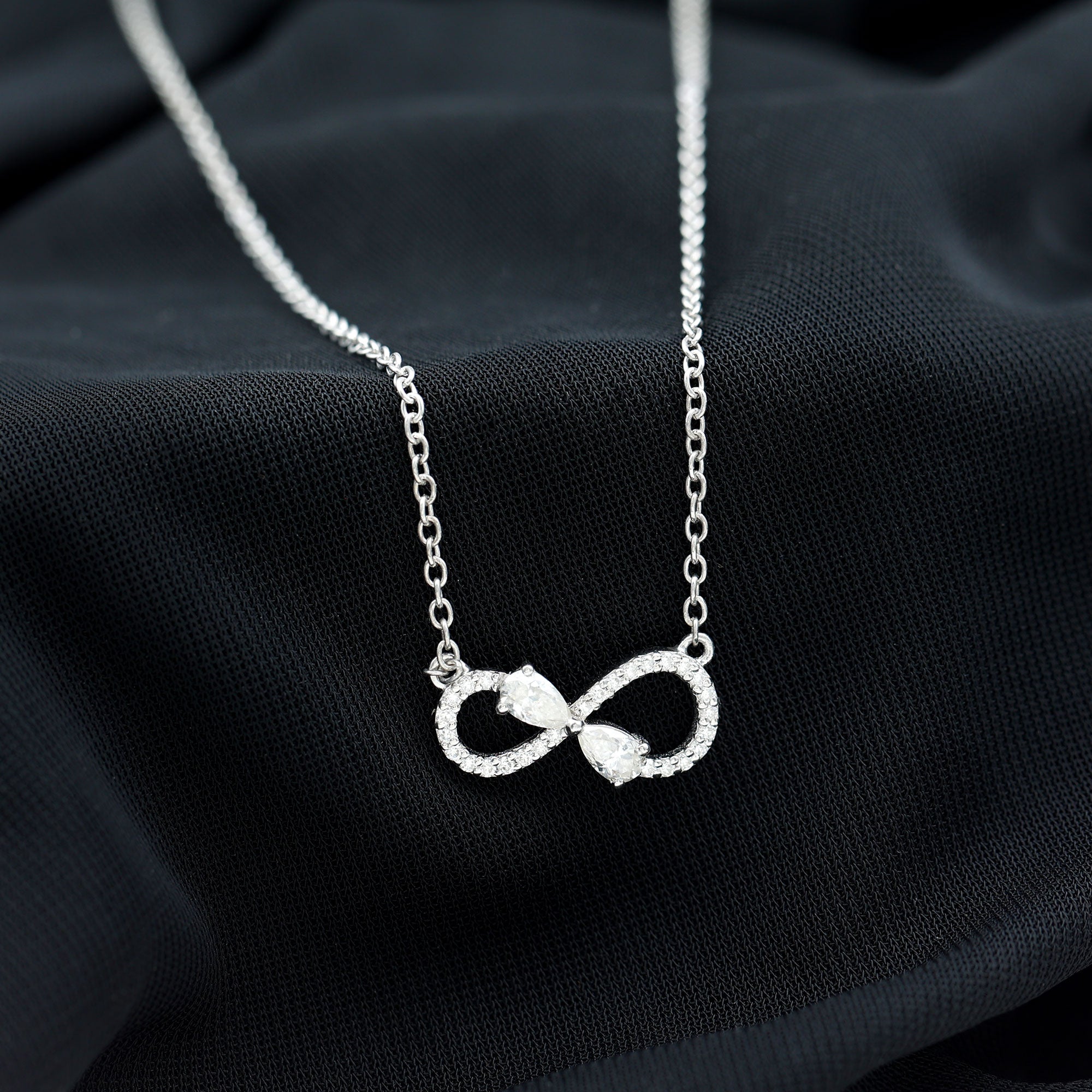 Lab Grown Diamond Forever Knot Teardrop Necklace Lab - ( EF-VS ) - Rosec Jewels
