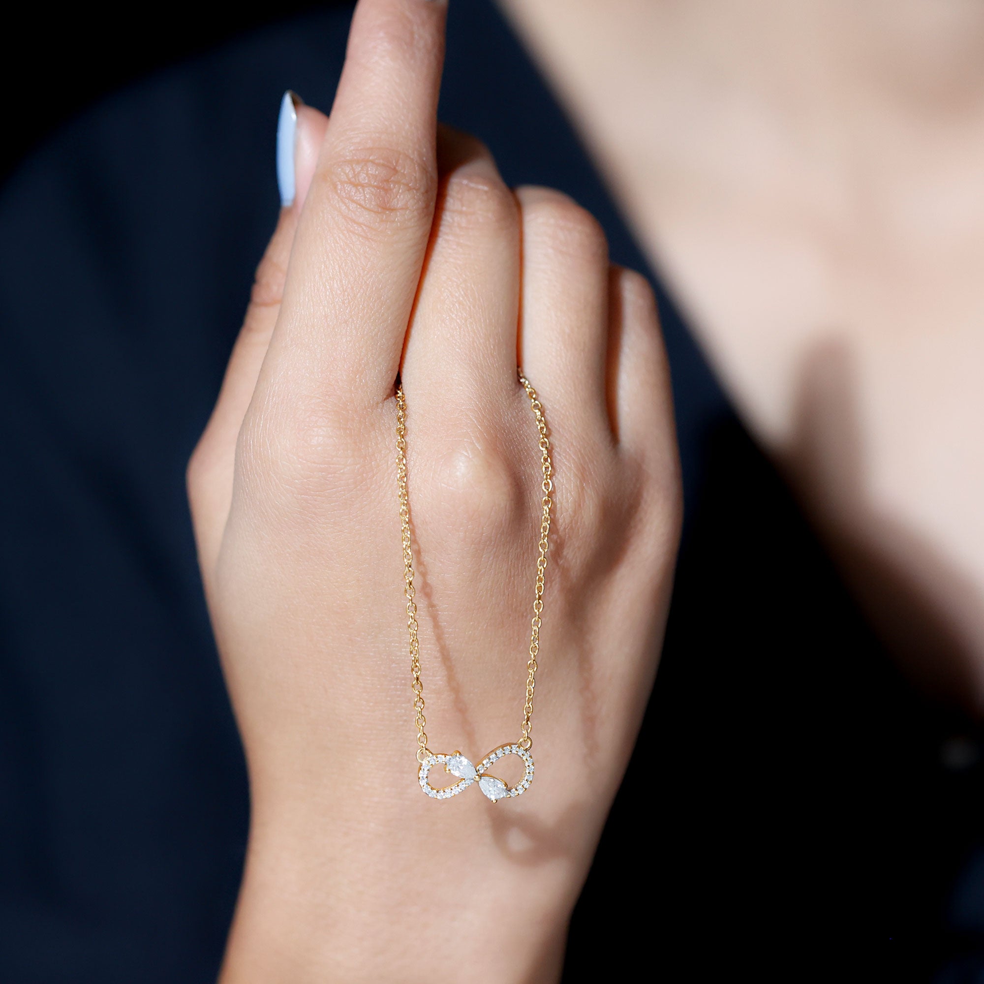 Lab Grown Diamond Forever Knot Teardrop Necklace Lab - ( EF-VS ) - Rosec Jewels