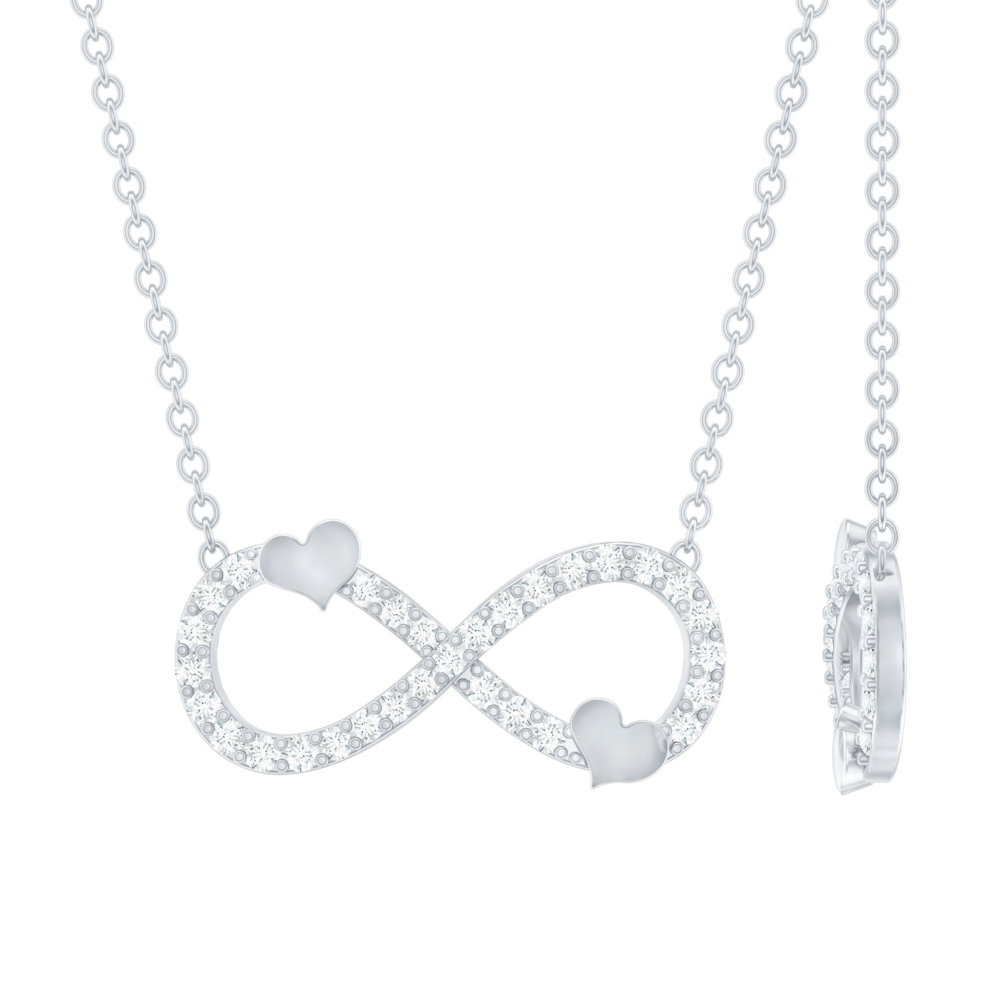 Lab Grown Diamond Infinity Knot Necklace With Cute Heart