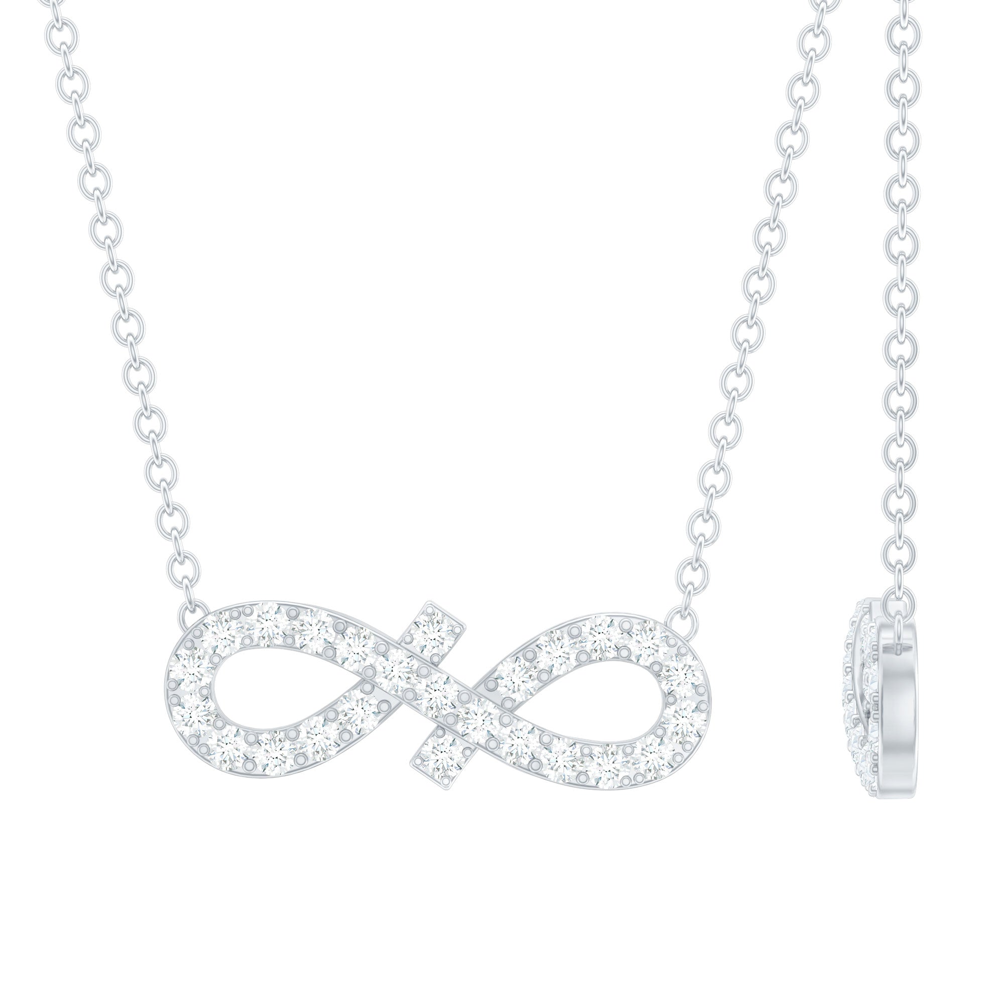 Pave Set Lab Grown Diamond Sideways Infinity Necklace