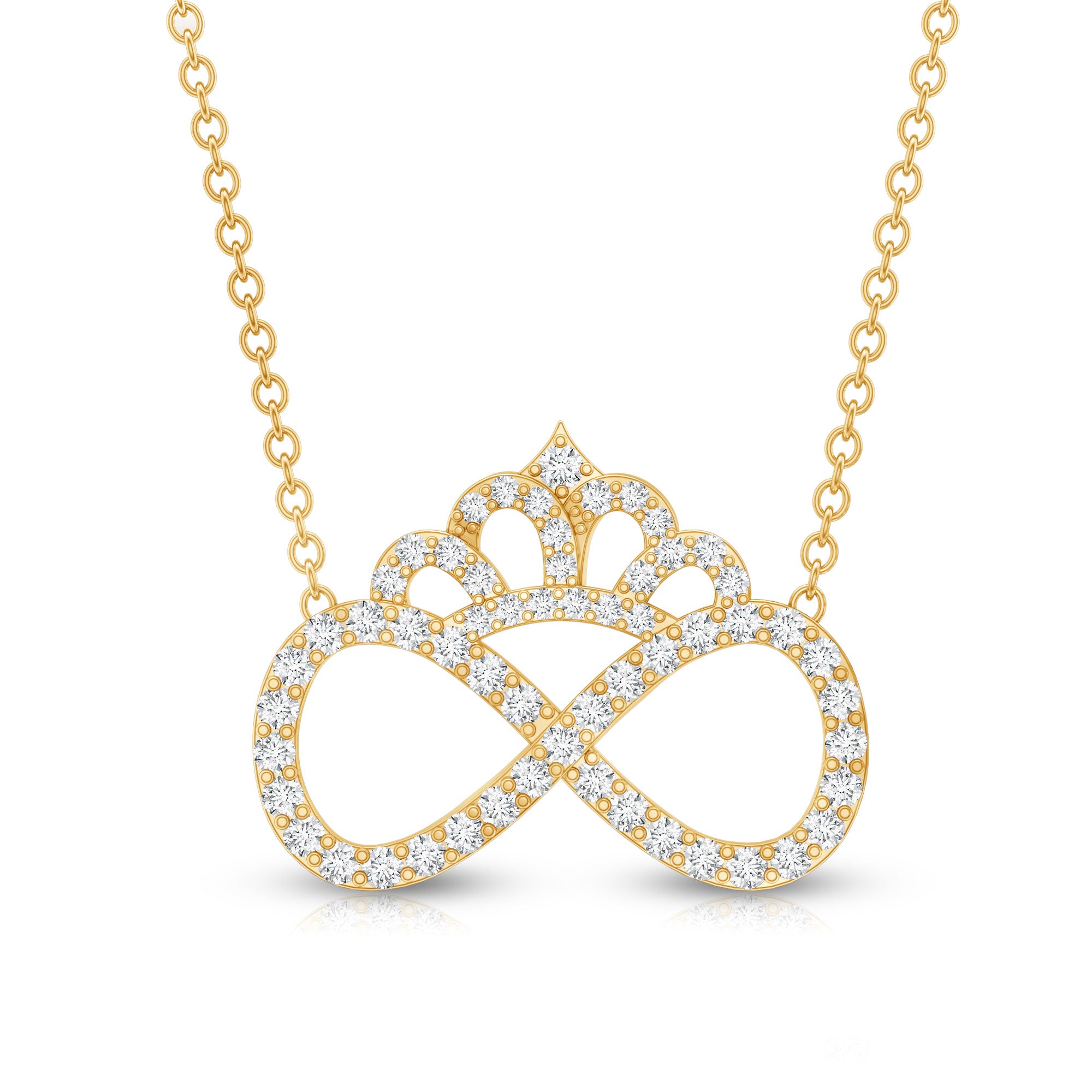 Lab Grown Diamond Crown Statement Necklace Lab - ( EF-VS ) - Rosec Jewels