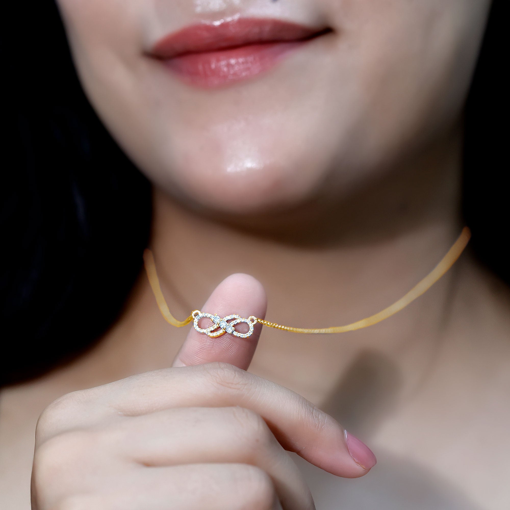 Certified Lab Grown Diamond Double Infinity Symbol Necklace Lab - ( EF-VS ) - Rosec Jewels