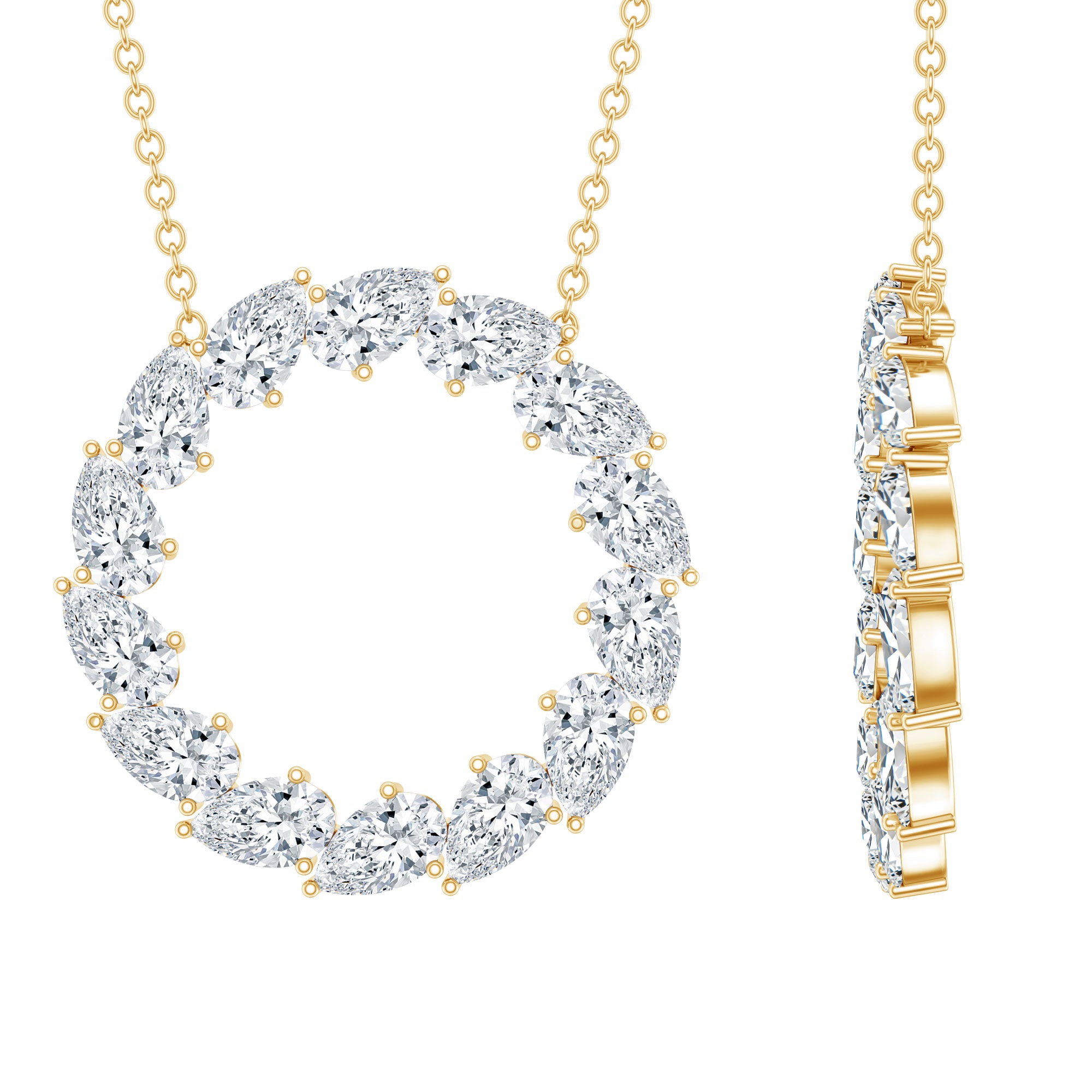Certified Lab Pear Diamond Eternity Circle Necklace Lab - ( EF-VS ) - Rosec Jewels