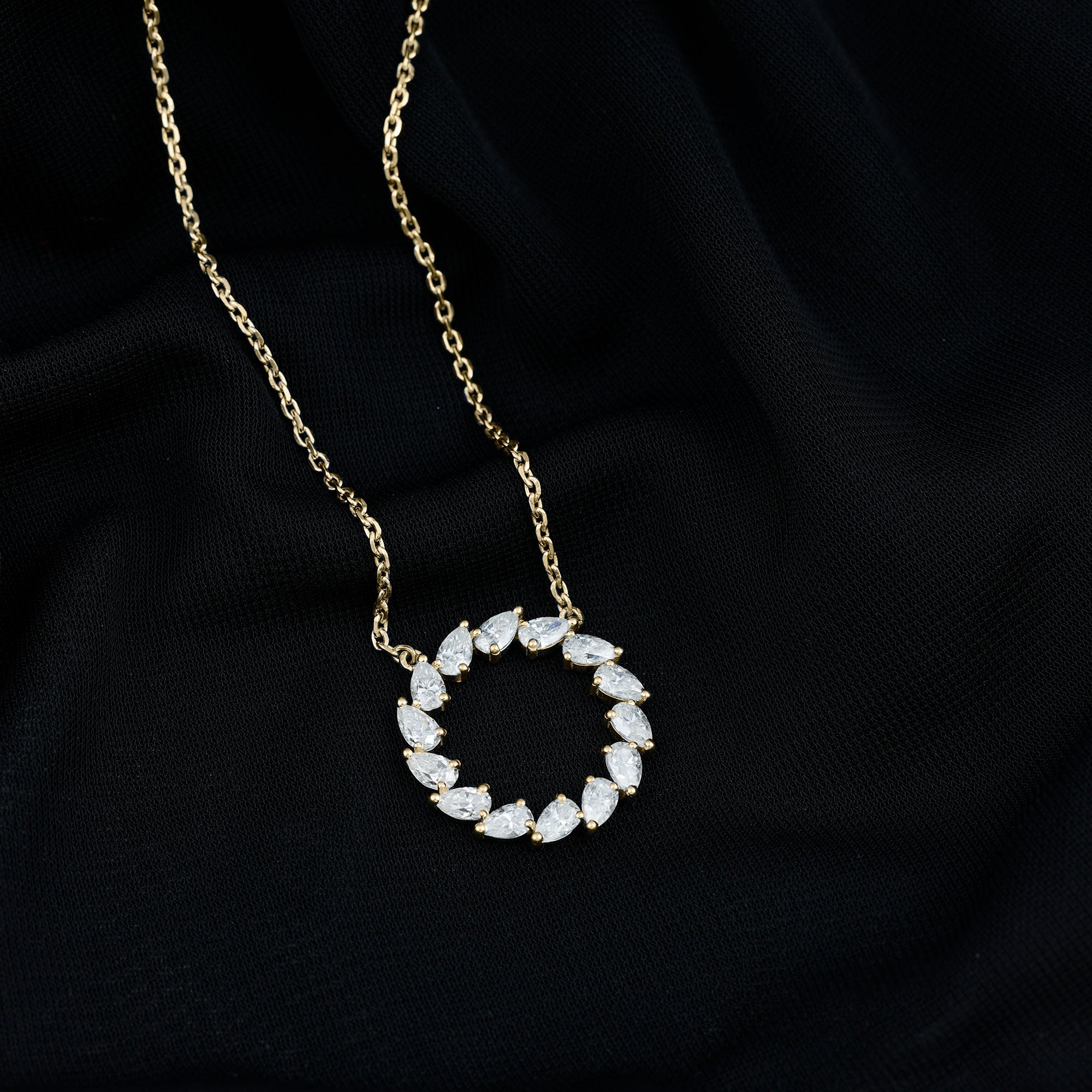 Certified Lab Pear Diamond Eternity Circle Necklace Lab - ( EF-VS ) - Rosec Jewels