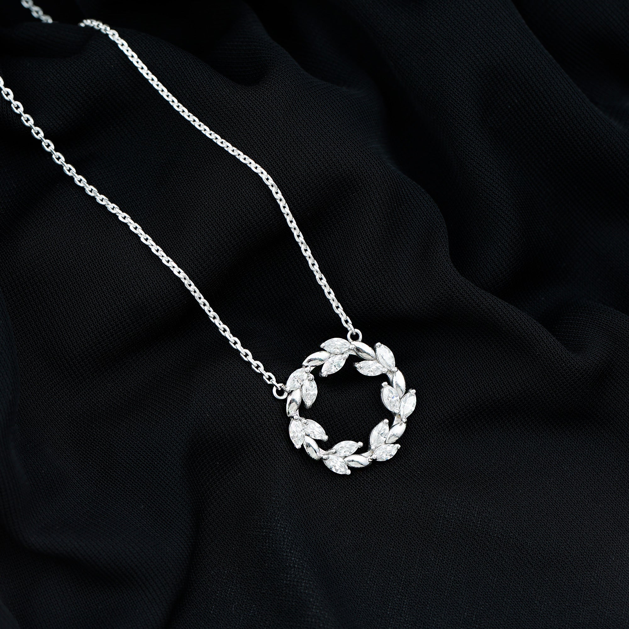 Lab Grown Diamond Nature Inspired Circle Necklace Lab - ( EF-VS ) - Rosec Jewels