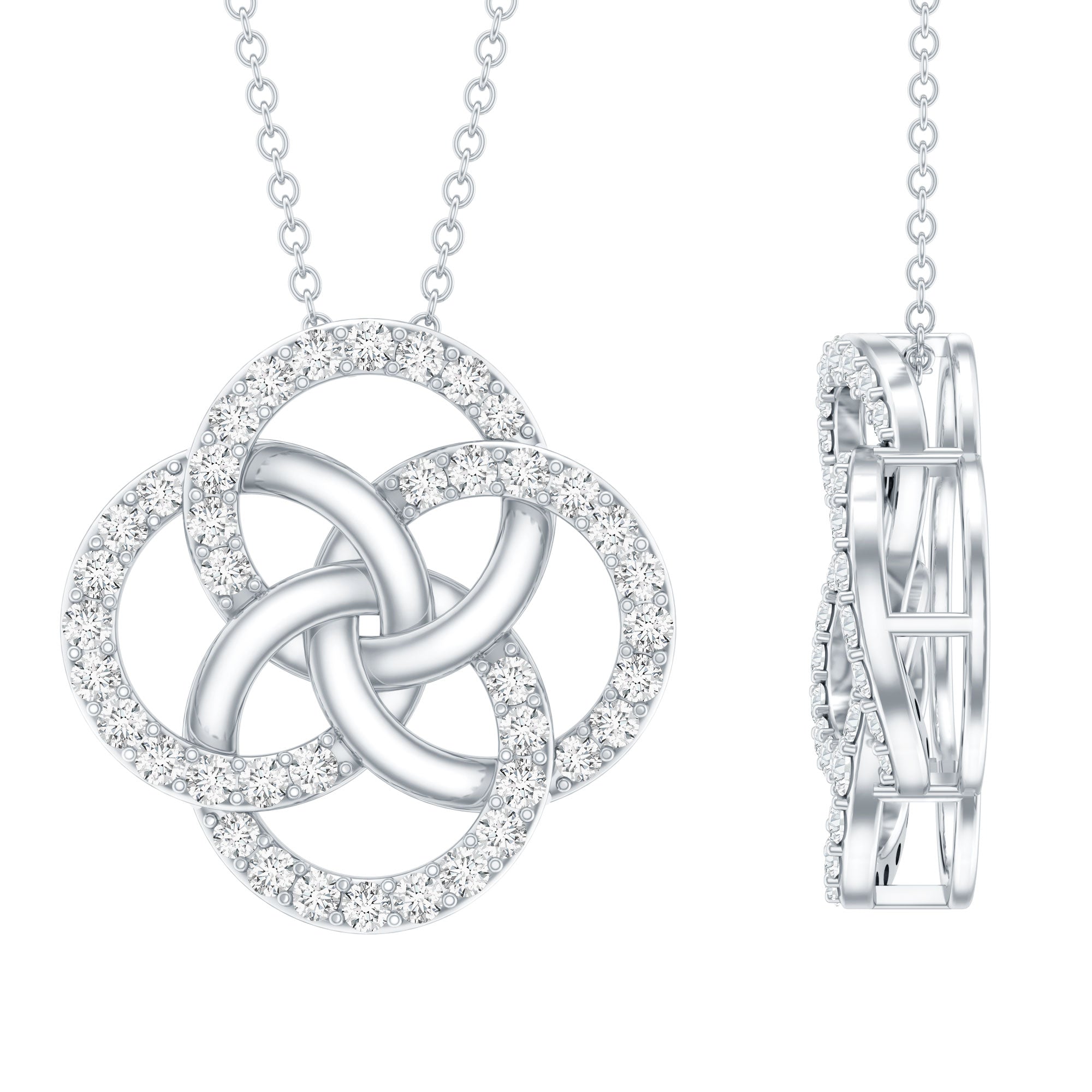 Certified Lab Grown Diamond Interlocking Circle Necklace Lab - ( EF-VS ) - Rosec Jewels