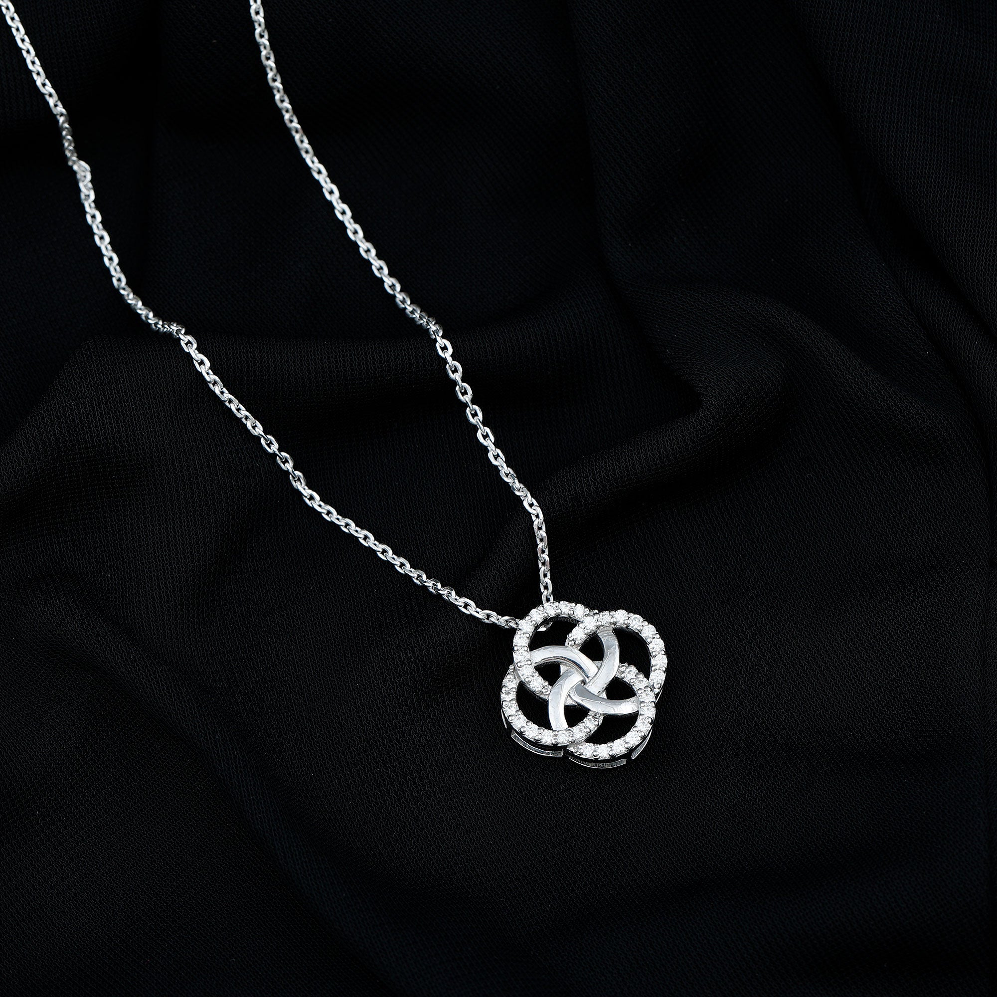 Certified Lab Grown Diamond Interlocking Circle Necklace Lab - ( EF-VS ) - Rosec Jewels