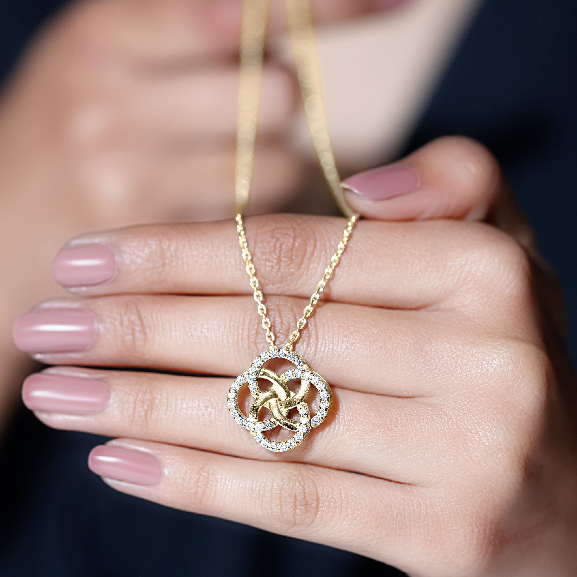 Certified Lab Grown Diamond Interlocking Circle Necklace Lab - ( EF-VS ) - Rosec Jewels