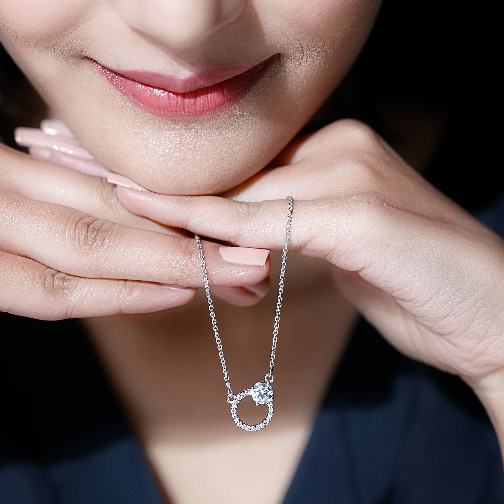 Certified Lab 6 MM Diamond Circle Of Life Necklace Lab - ( EF-VS ) - Rosec Jewels