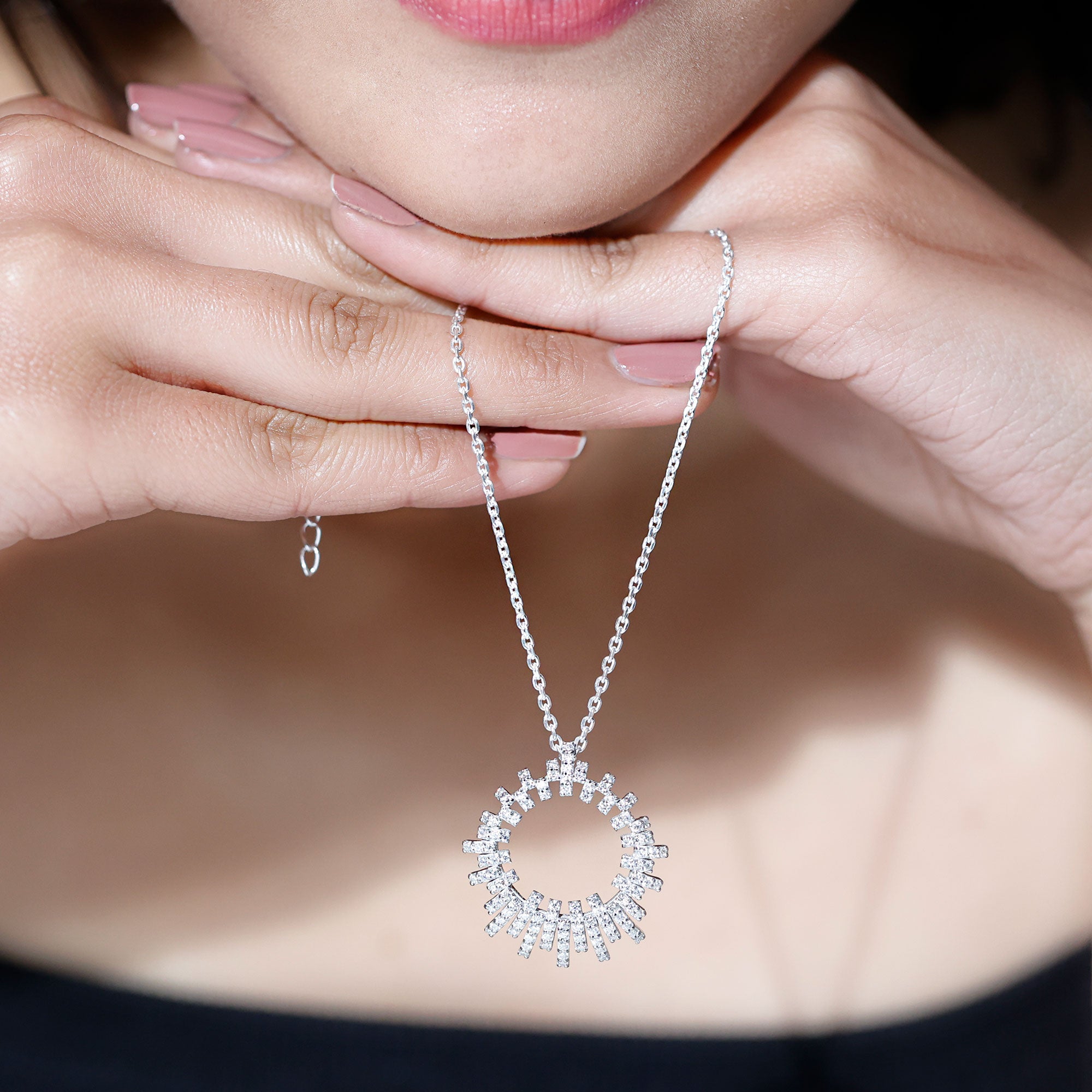 Certified Pave Set Lab Grown Diamond Eternity Necklace Lab - ( EF-VS ) - Rosec Jewels