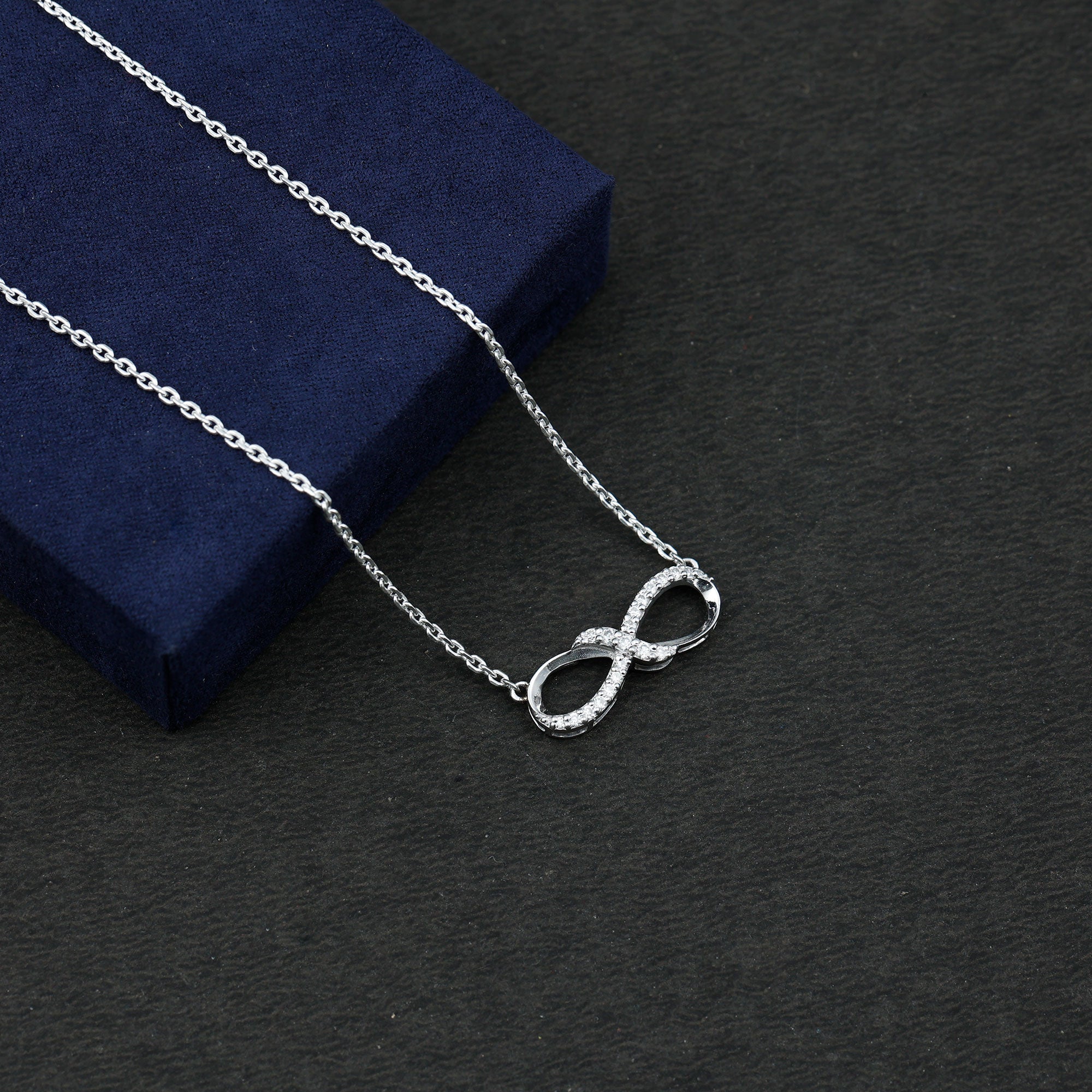 Lab Grown Diamond Infinity Knot Necklace with Accent Lab - ( EF-VS ) - Rosec Jewels