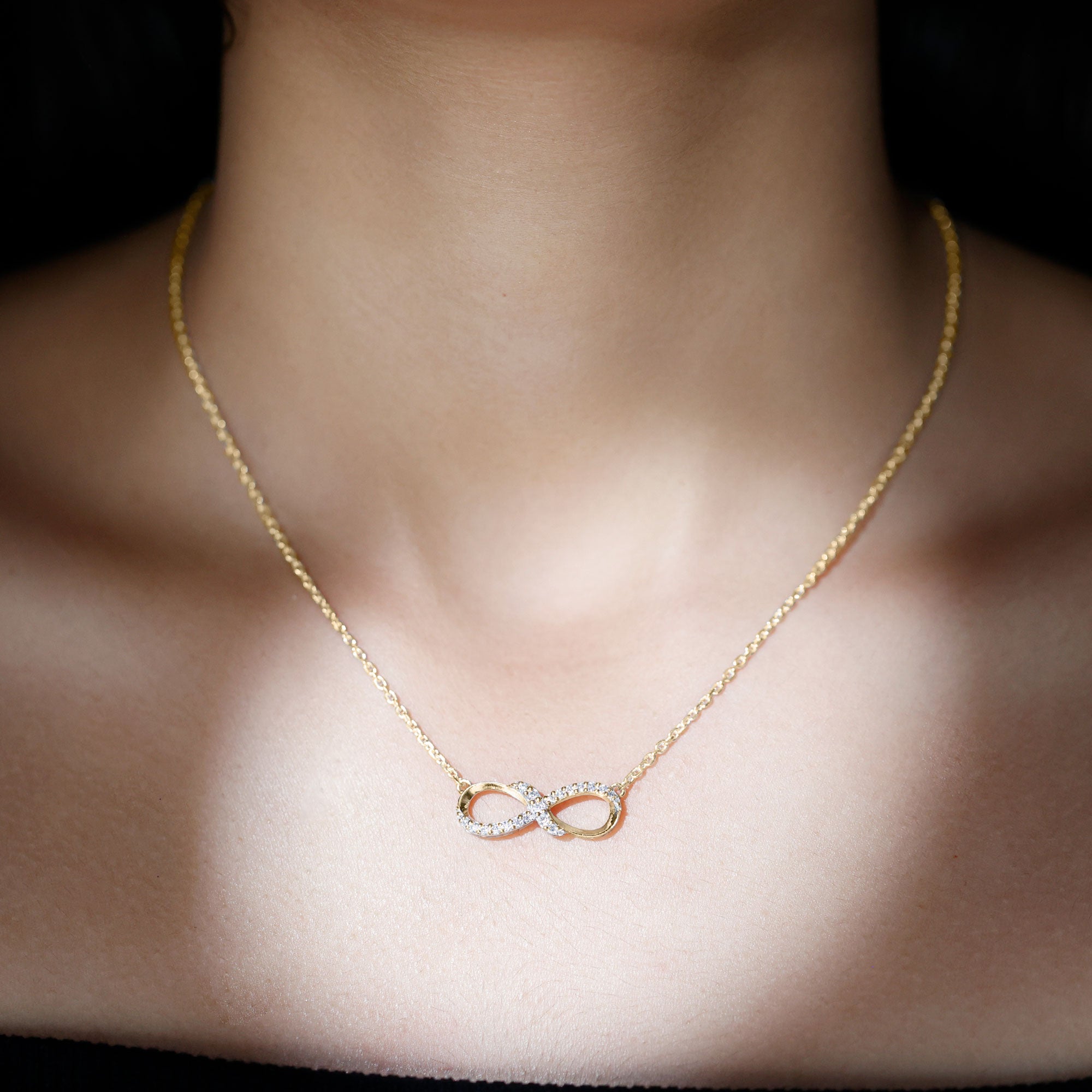 Lab Grown Diamond Infinity Knot Necklace with Accent Lab - ( EF-VS ) - Rosec Jewels
