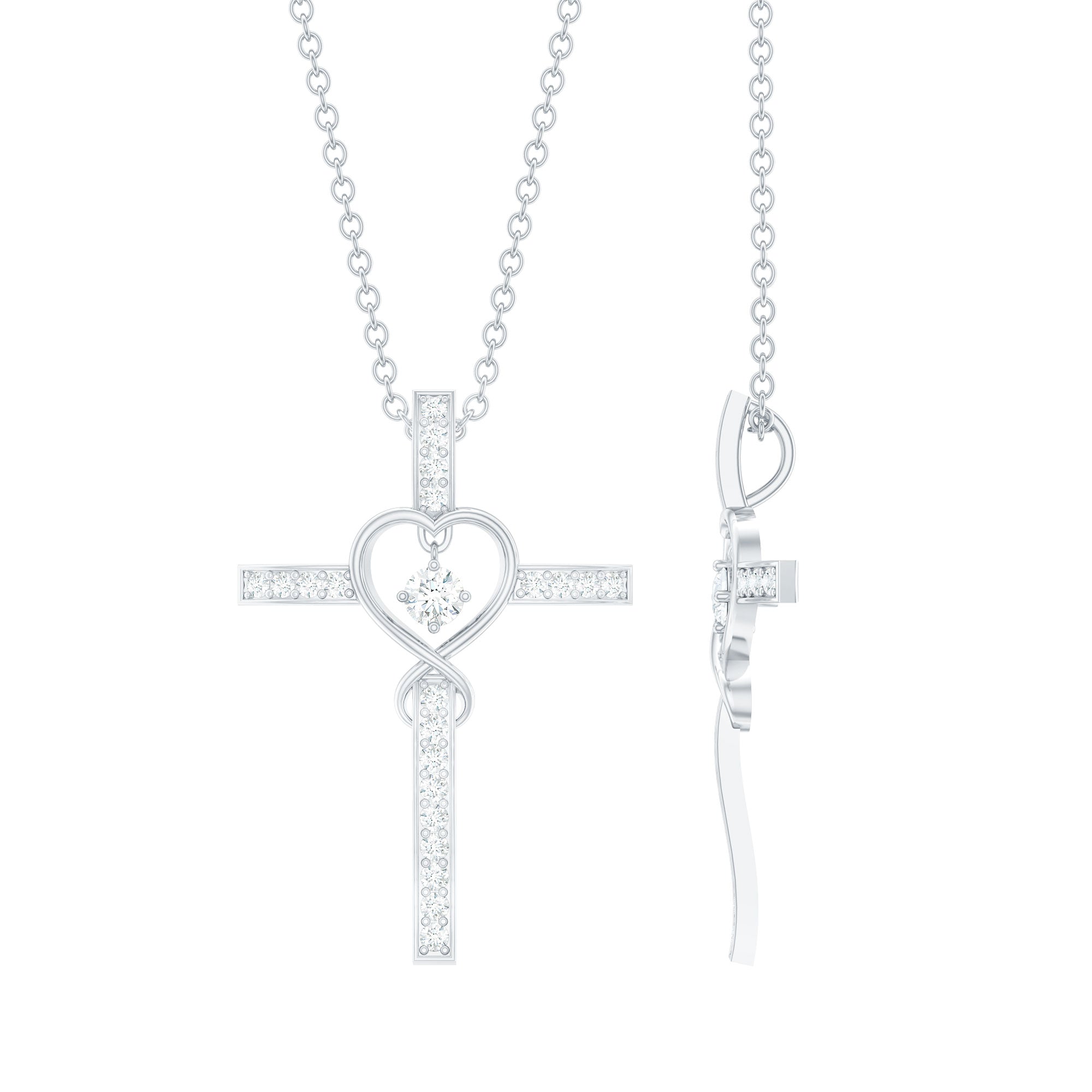 Certified Lab Grown Diamond Cross Heart Necklace