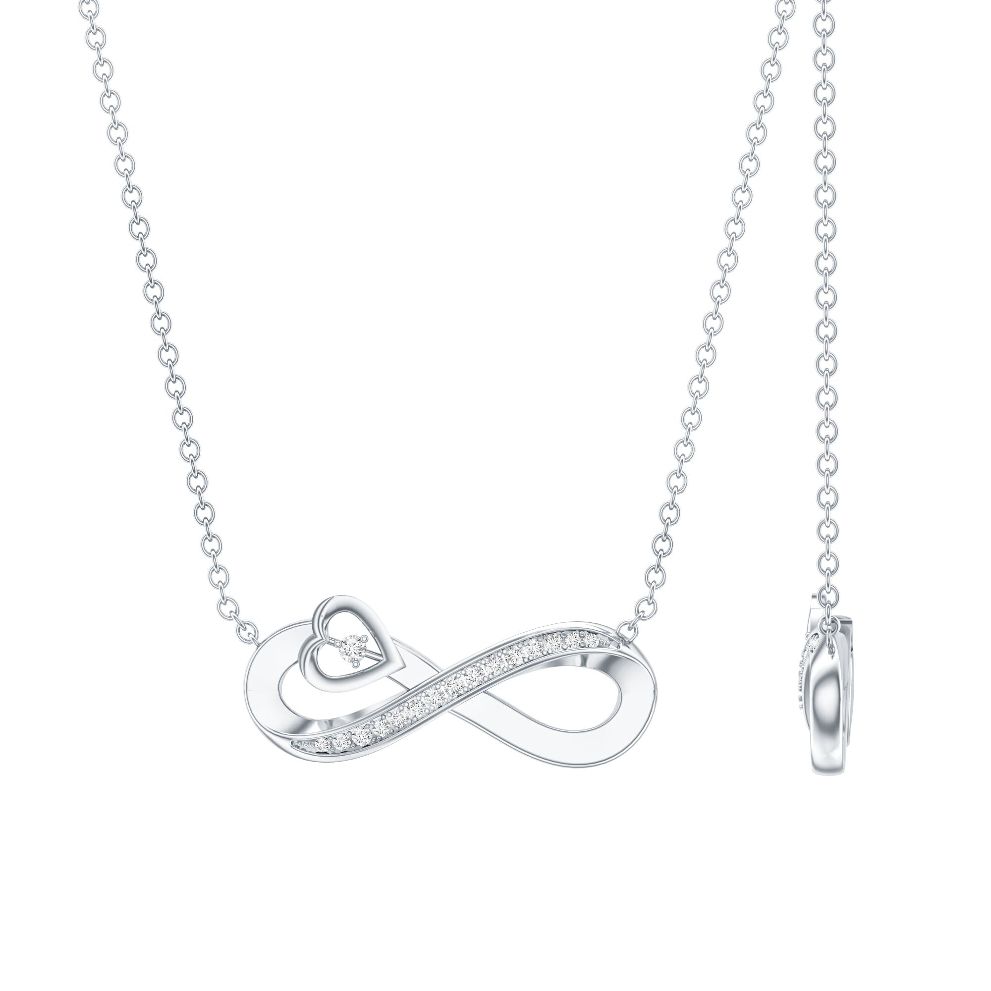 Certified Lab Grown Diamond Infinity Heart Necklace Lab - ( EF-VS ) - Rosec Jewels