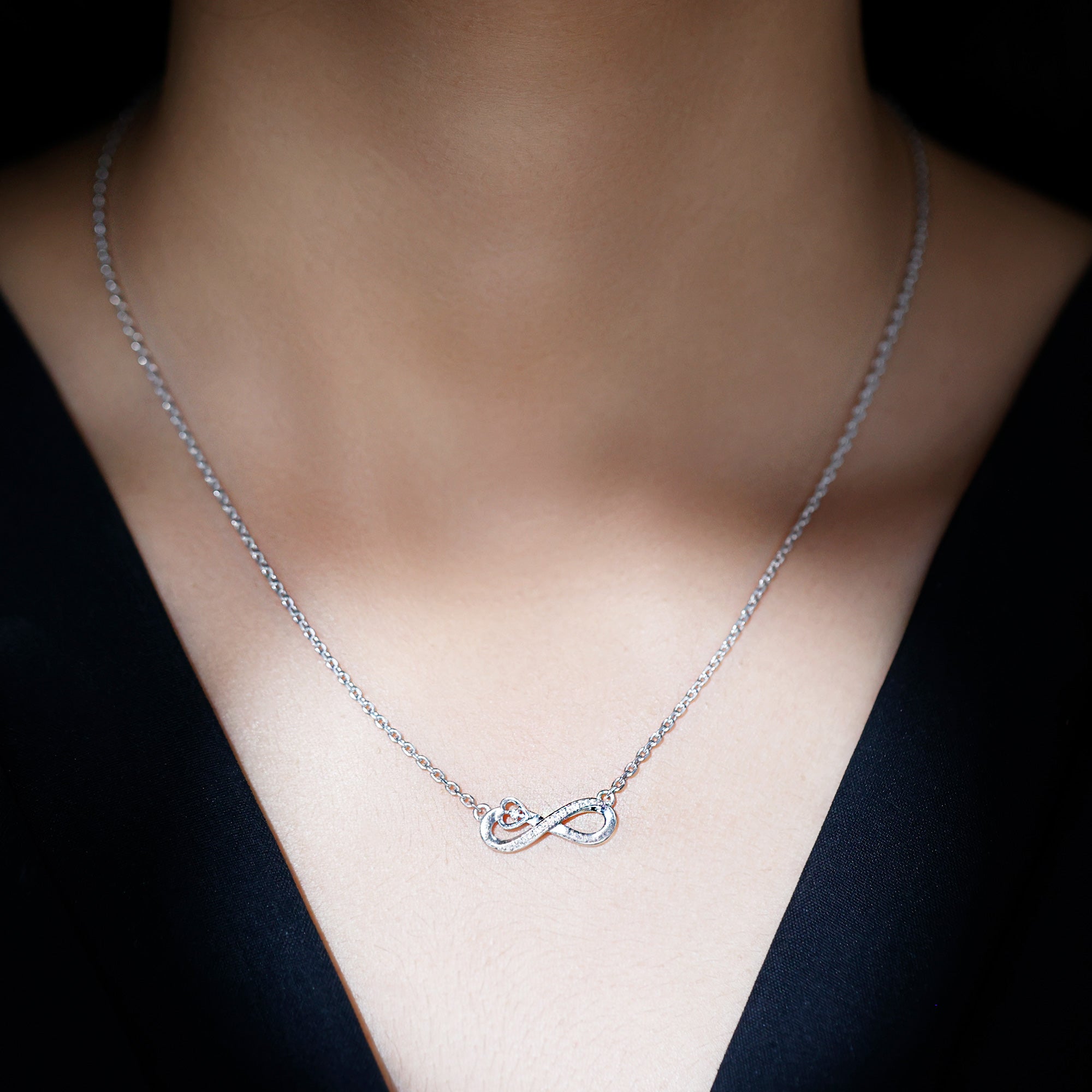 Certified Lab Grown Diamond Infinity Heart Necklace Lab - ( EF-VS ) - Rosec Jewels