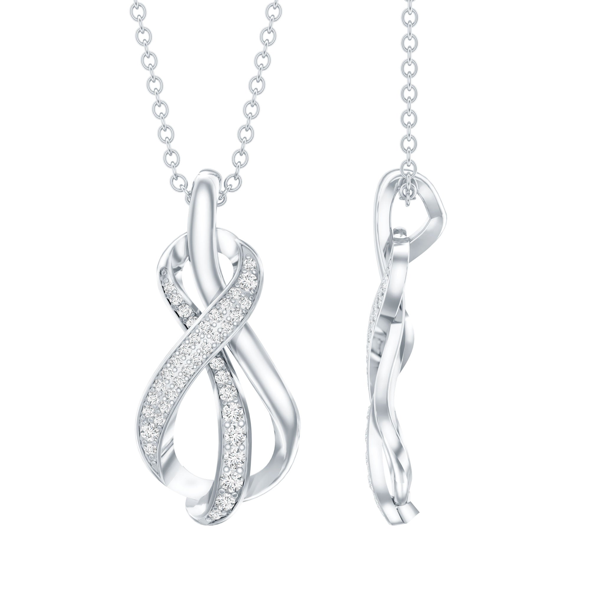 Certified Lab Grown Diamond Infinity Loop Necklace Lab - ( EF-VS ) - Rosec Jewels
