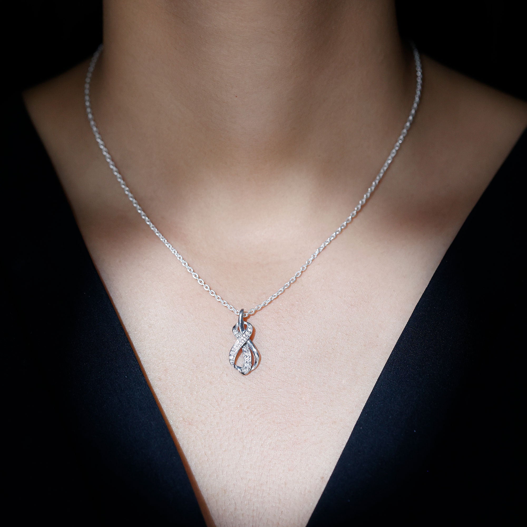 Certified Lab Grown Diamond Infinity Loop Necklace Lab - ( EF-VS ) - Rosec Jewels