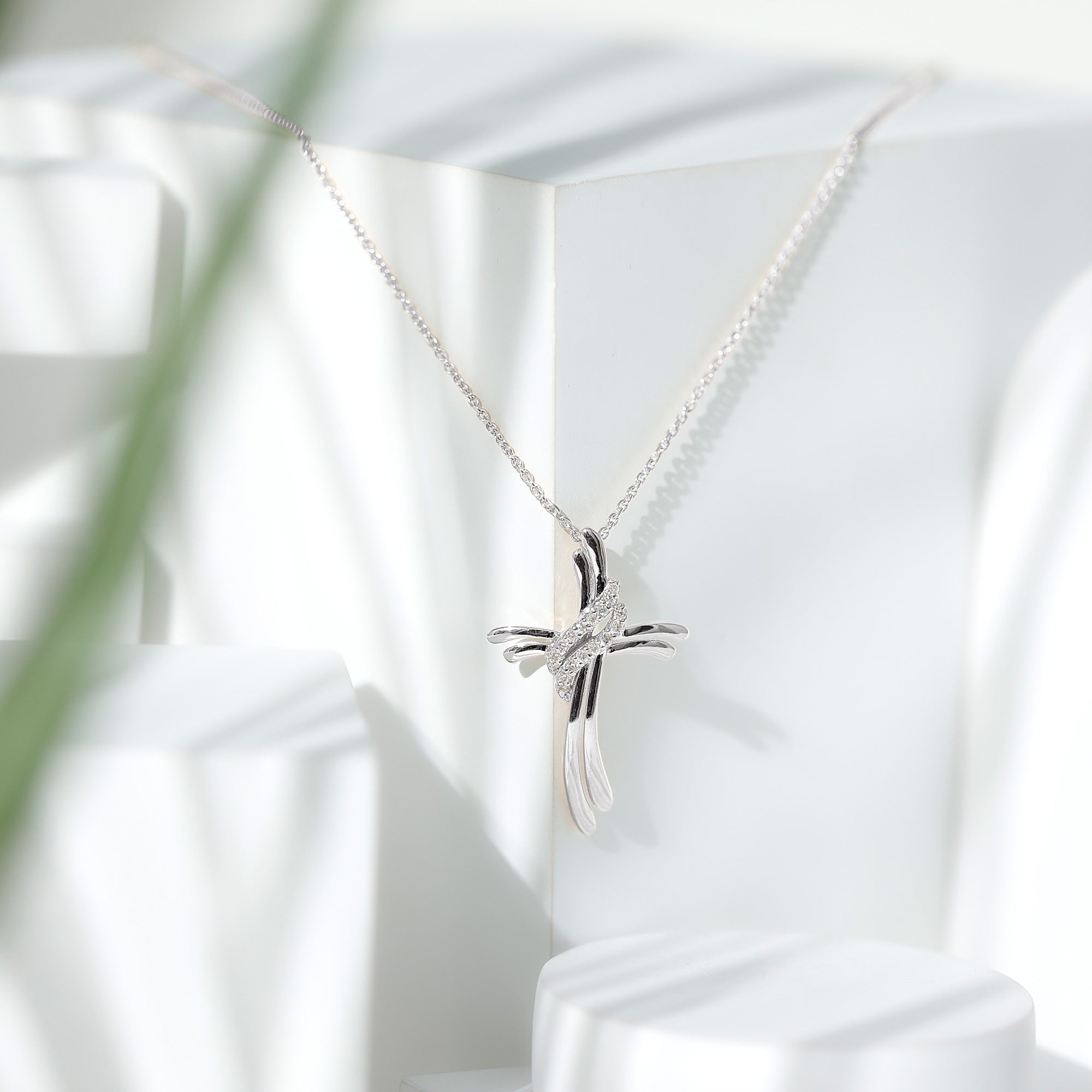 Lab Grown Diamond Designer Catholic Cross Necklace Lab - ( EF-VS ) - Rosec Jewels