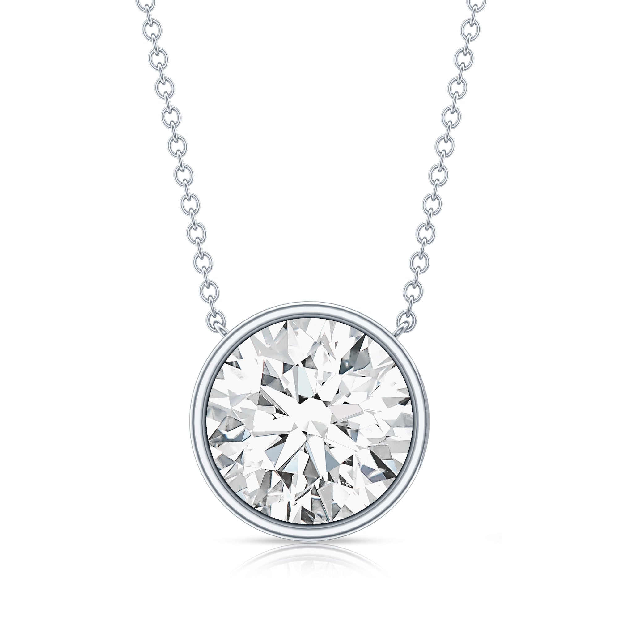Rosec Jewels-4 Carat Bezel Set Lab Grown Diamond Necklace with IGI Certificate