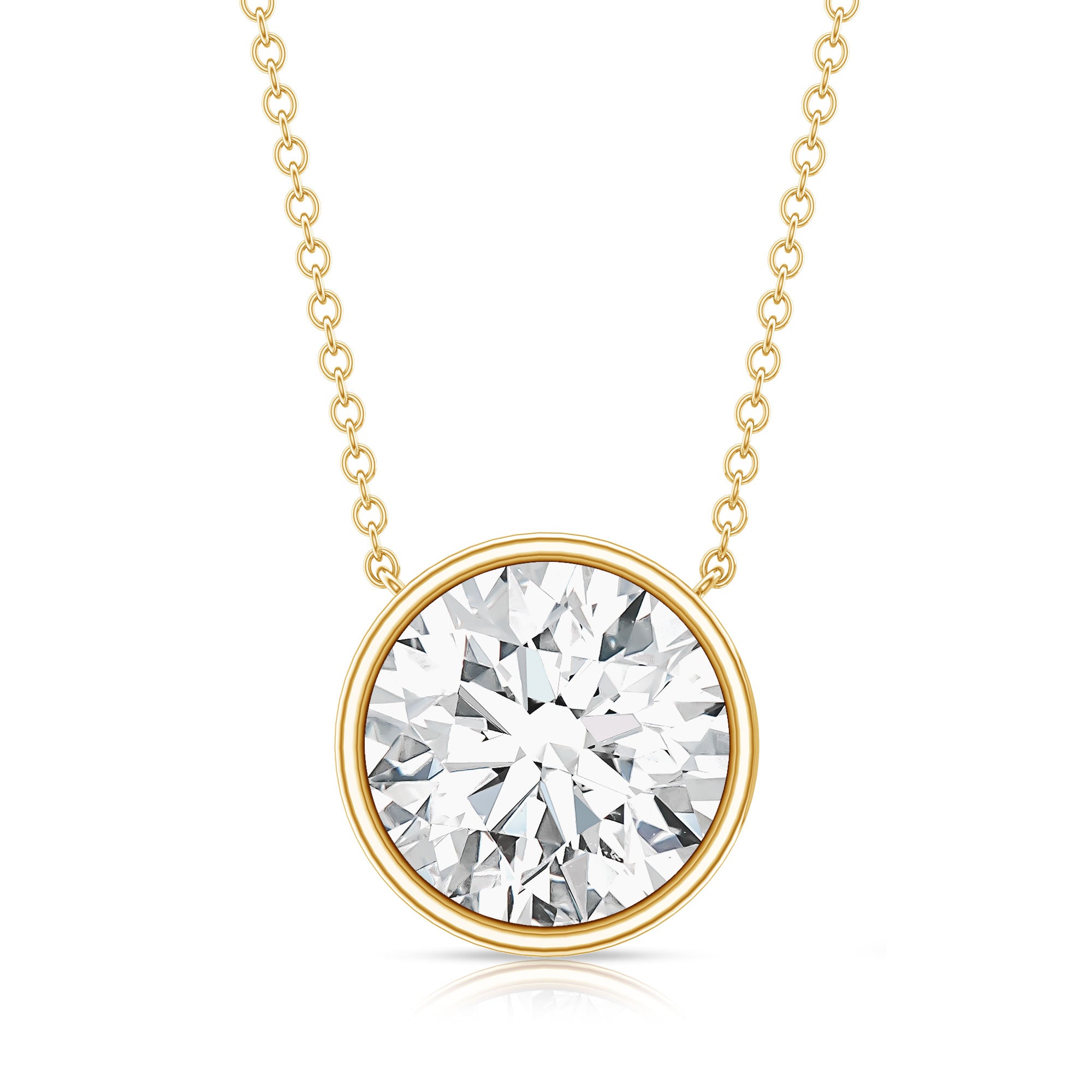 Rosec Jewels-4 Carat Bezel Set Lab Grown Diamond Necklace with IGI Certificate