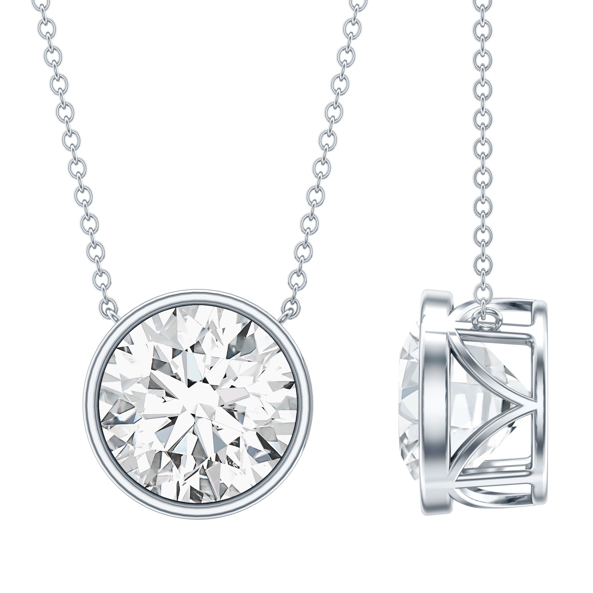 5 Carat Lab Grown Diamond Bridal Necklace with IGI Certificate Lab - ( E-VS1 ) - Rosec Jewels