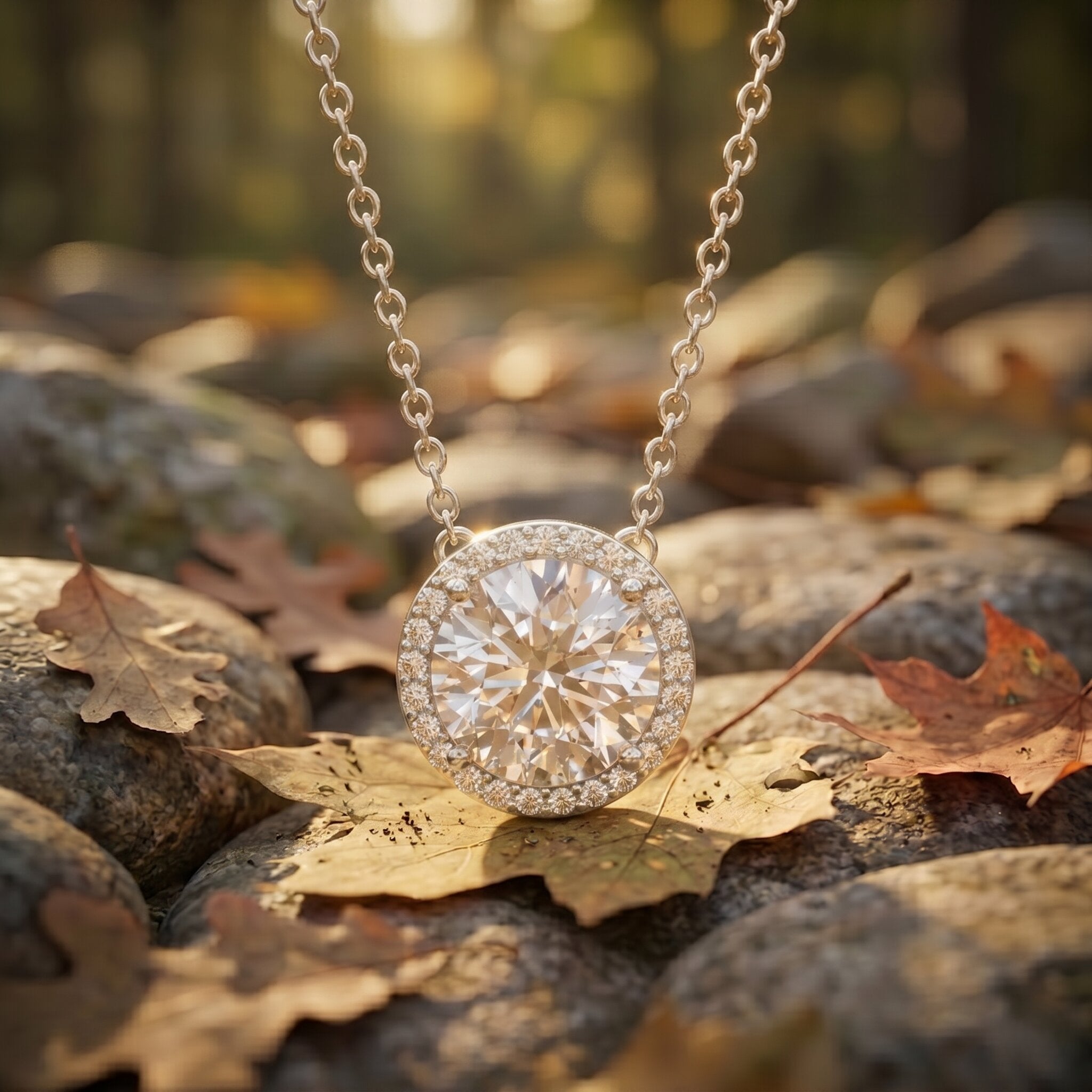 IGI Certified Round Lab Grown Diamond Wedding Necklace for Women Lab - ( E-VS1 ) - Rosec Jewels