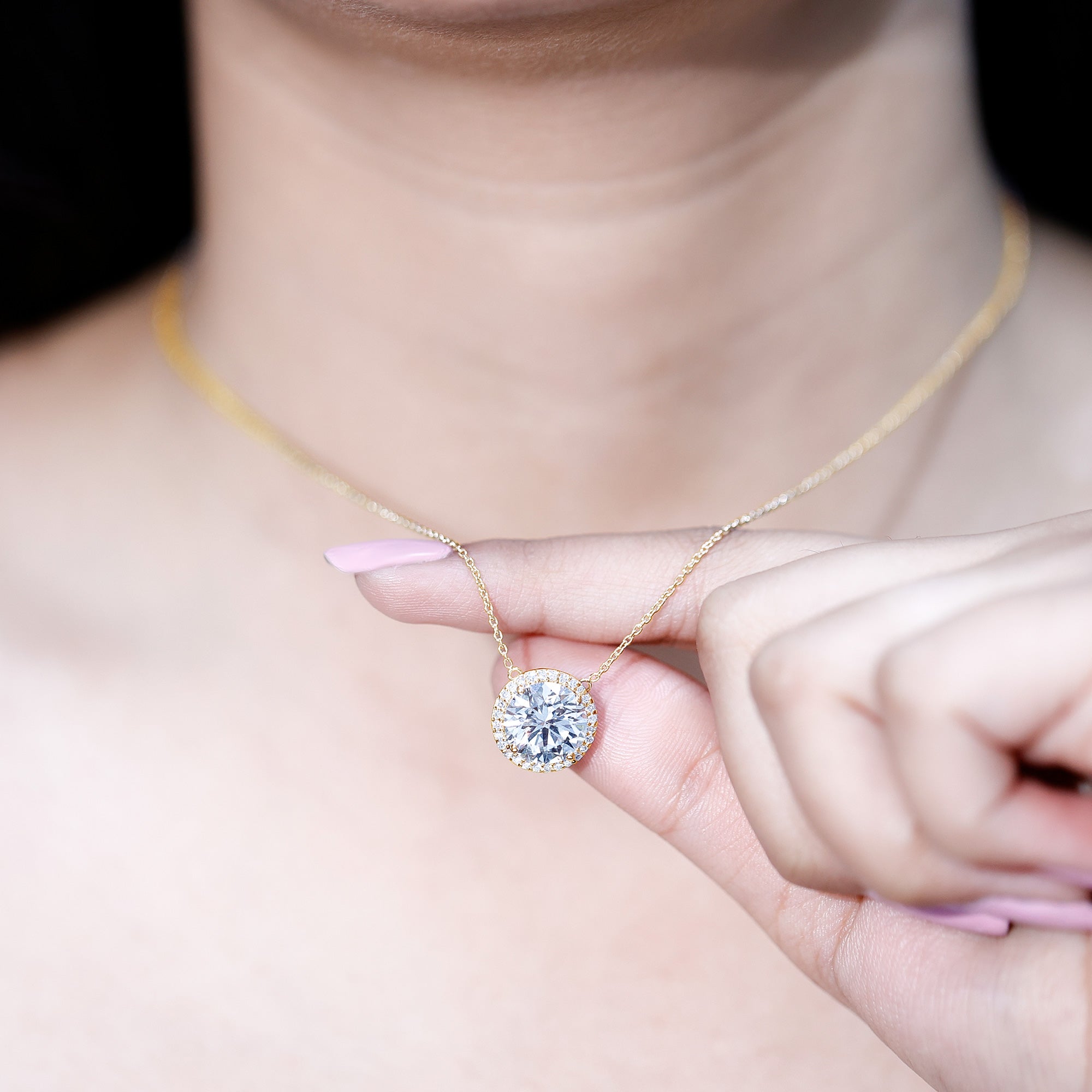 IGI Certified 4 Carat Round Lab Grown Diamond Statement Necklace Lab - ( E-VS1 ) - Rosec Jewels