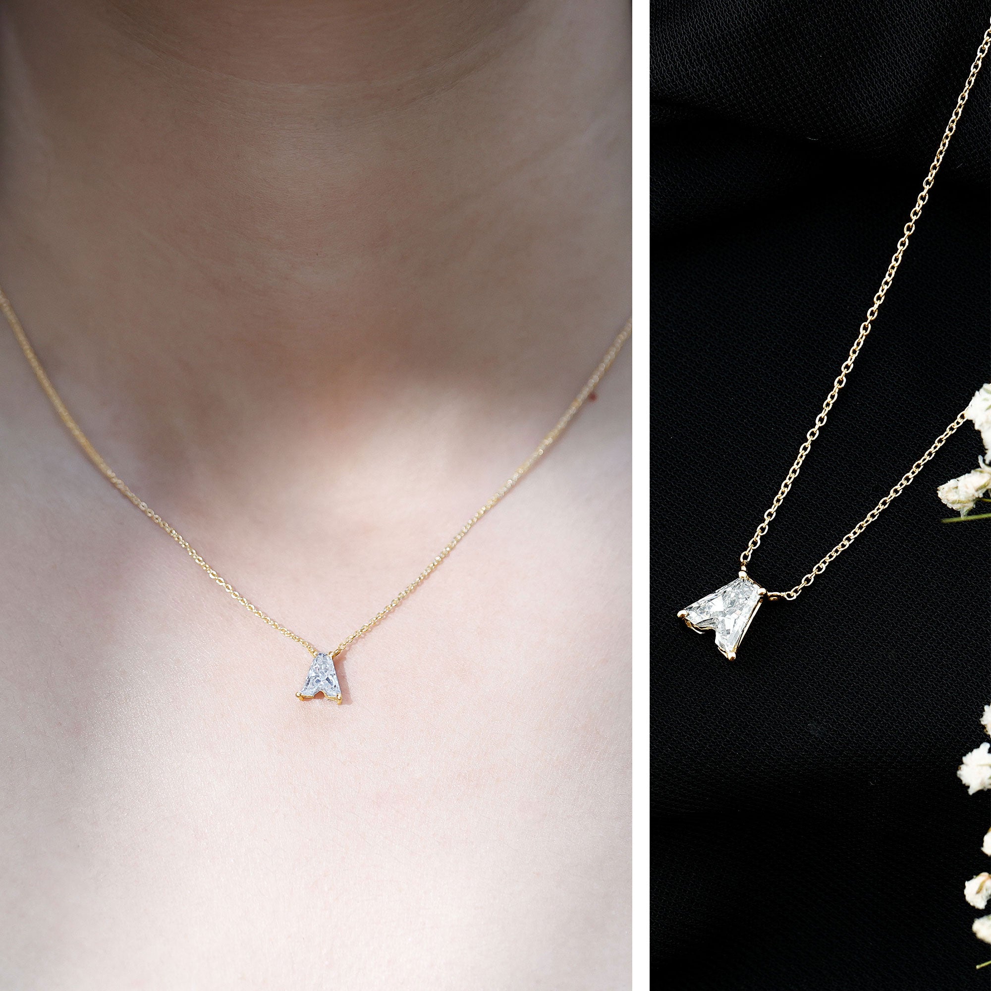 Lab Grown Diamond Initial A Necklace 2 Carat Lab - ( EF-VS ) - Rosec Jewels