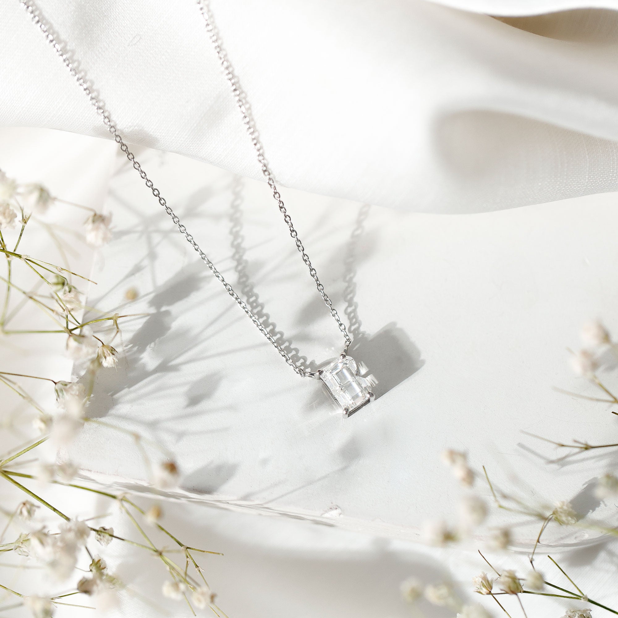2 Carat Initial B Necklace with Certified Lab Grown Diamond Lab - ( EF-VS ) - Rosec Jewels