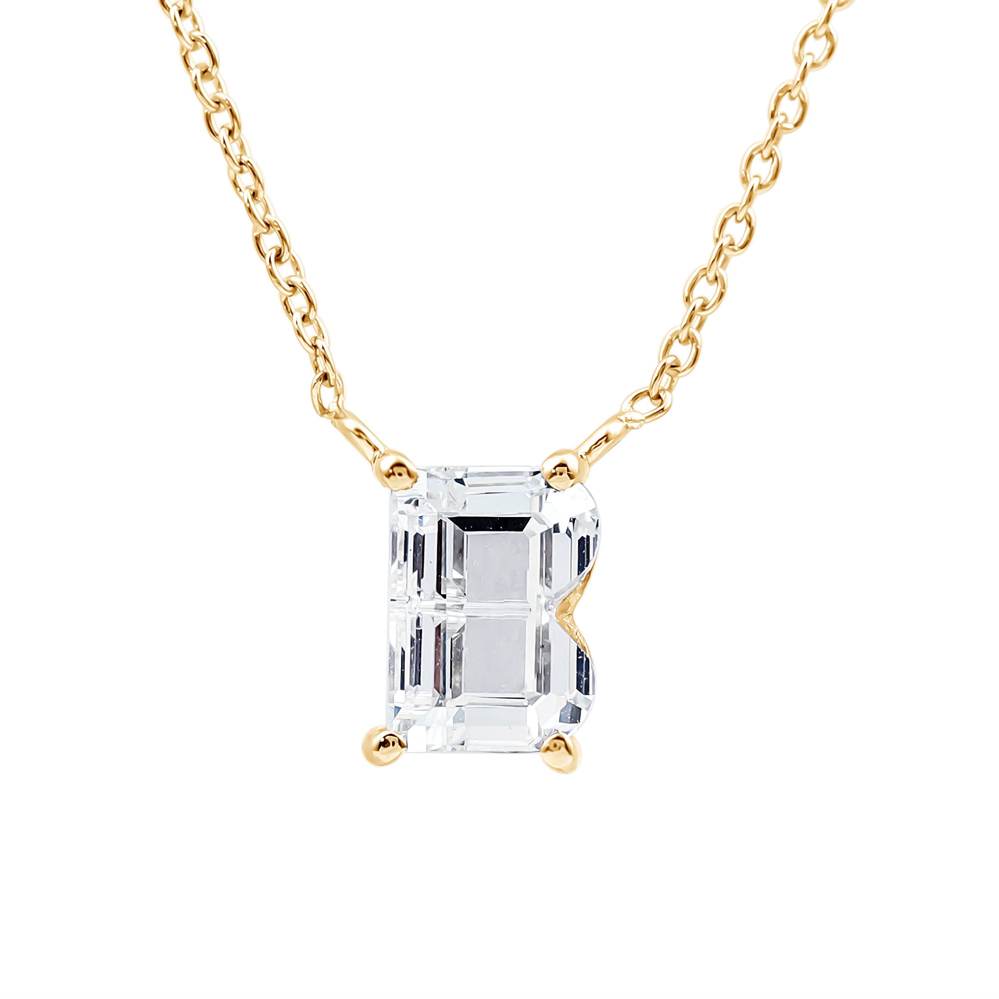 2 Carat Initial B Necklace with Certified Lab Grown Diamond Lab - ( EF-VS ) - Rosec Jewels