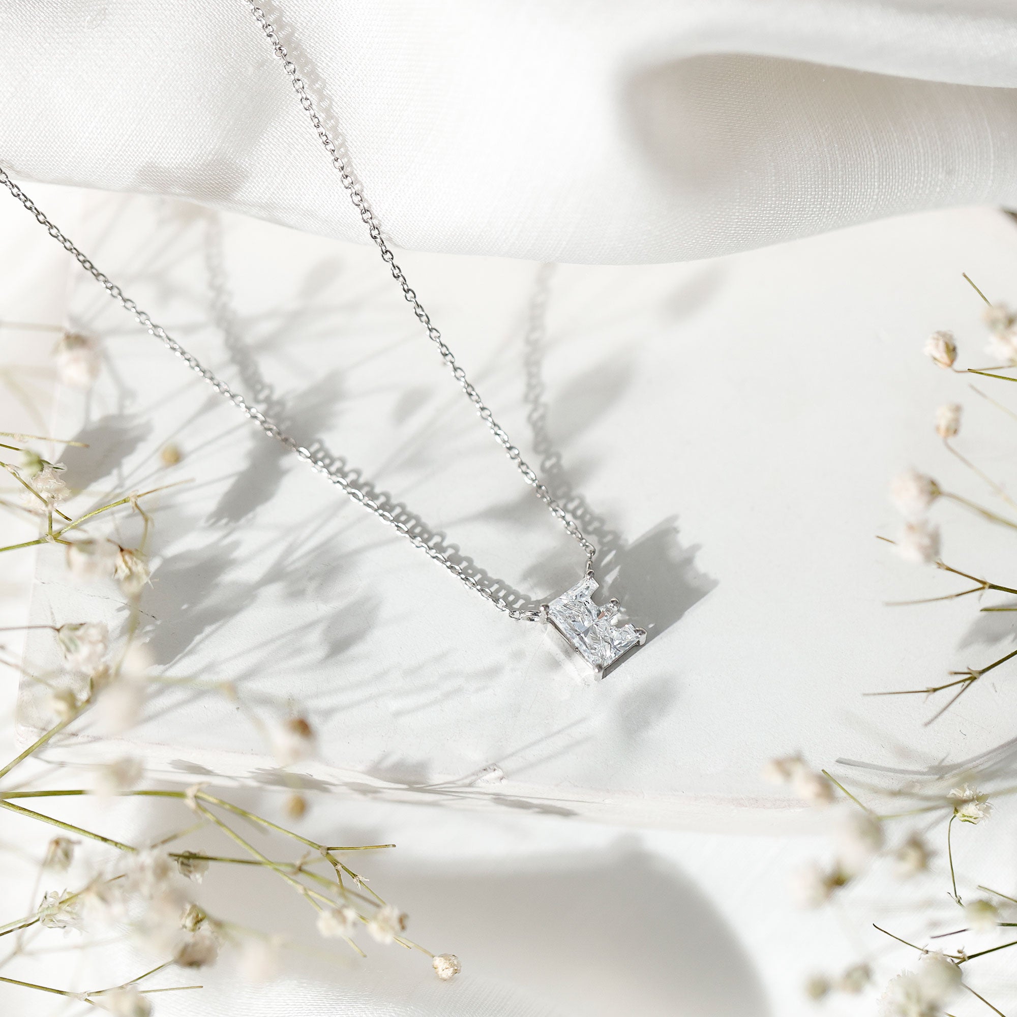 2 Carat Lab Grown Diamond Letter E Necklace for Her Lab - ( EF-VS ) - Rosec Jewels