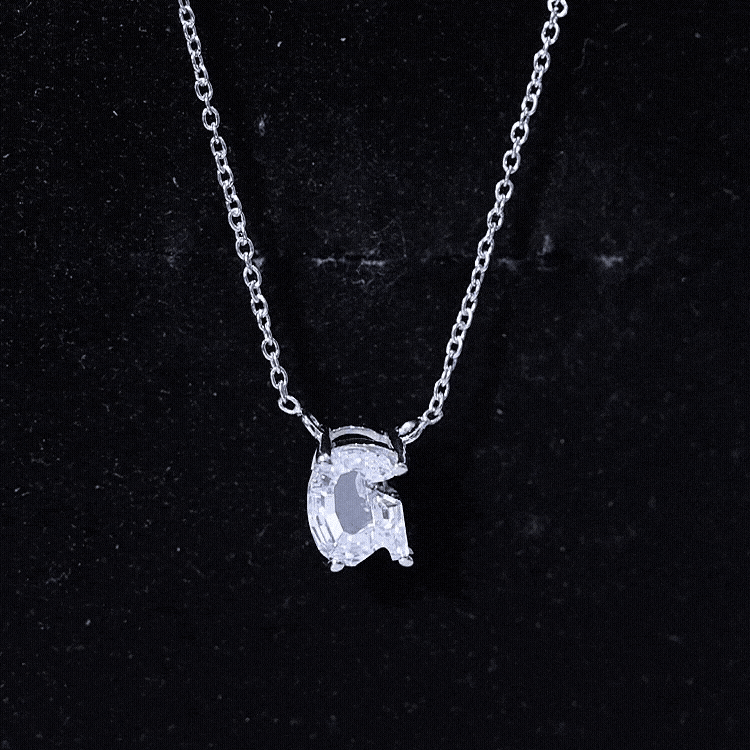 Lab Grown Diamond 2 Carat G Initial Necklace for Women Lab - ( EF-VS ) - Rosec Jewels