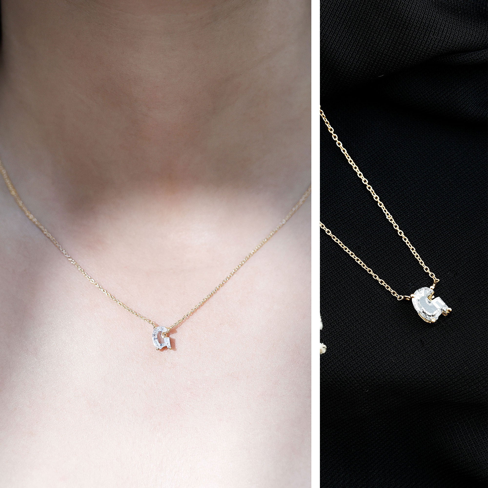 Lab Grown Diamond 2 Carat G Initial Necklace for Women Lab - ( EF-VS ) - Rosec Jewels